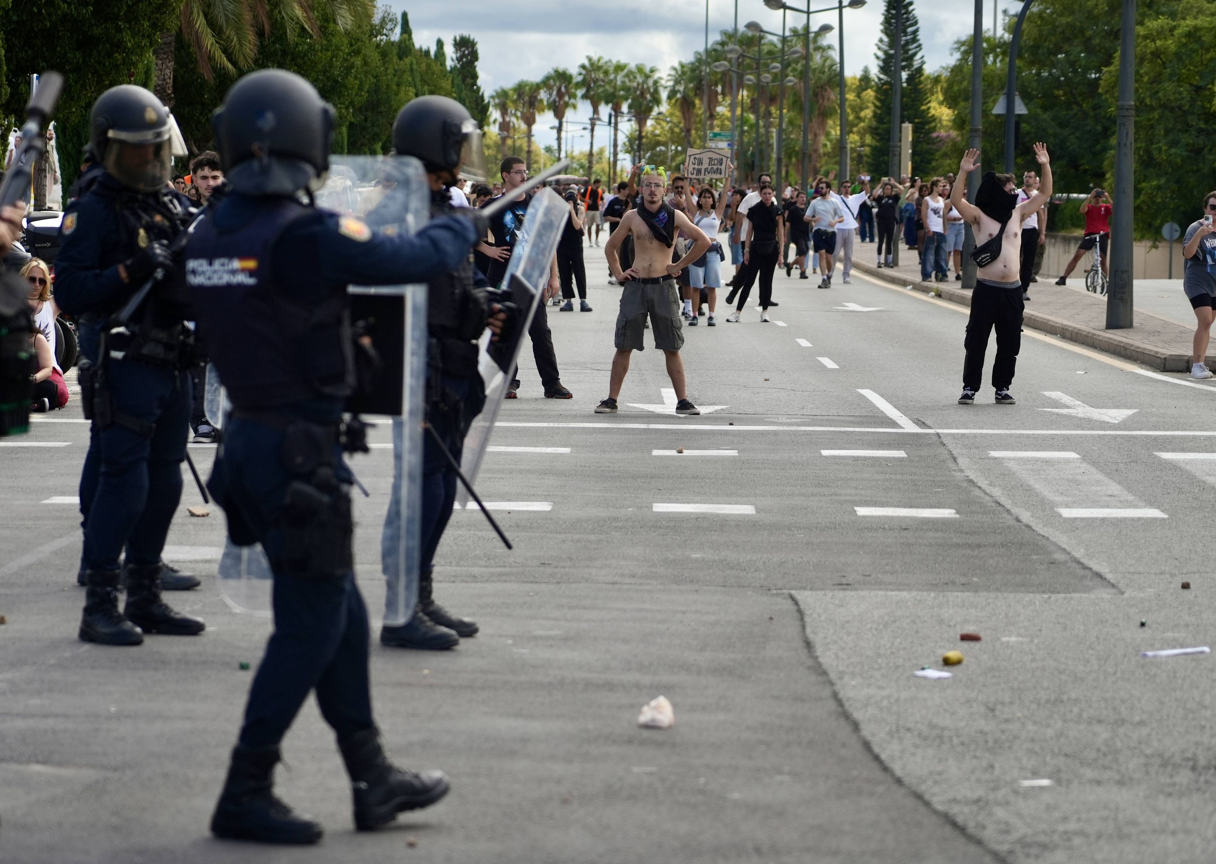 Bei der Demonstration gegen Wohnungsnot in Valencia kam es zu Zusammenstößen mit der Polizei.