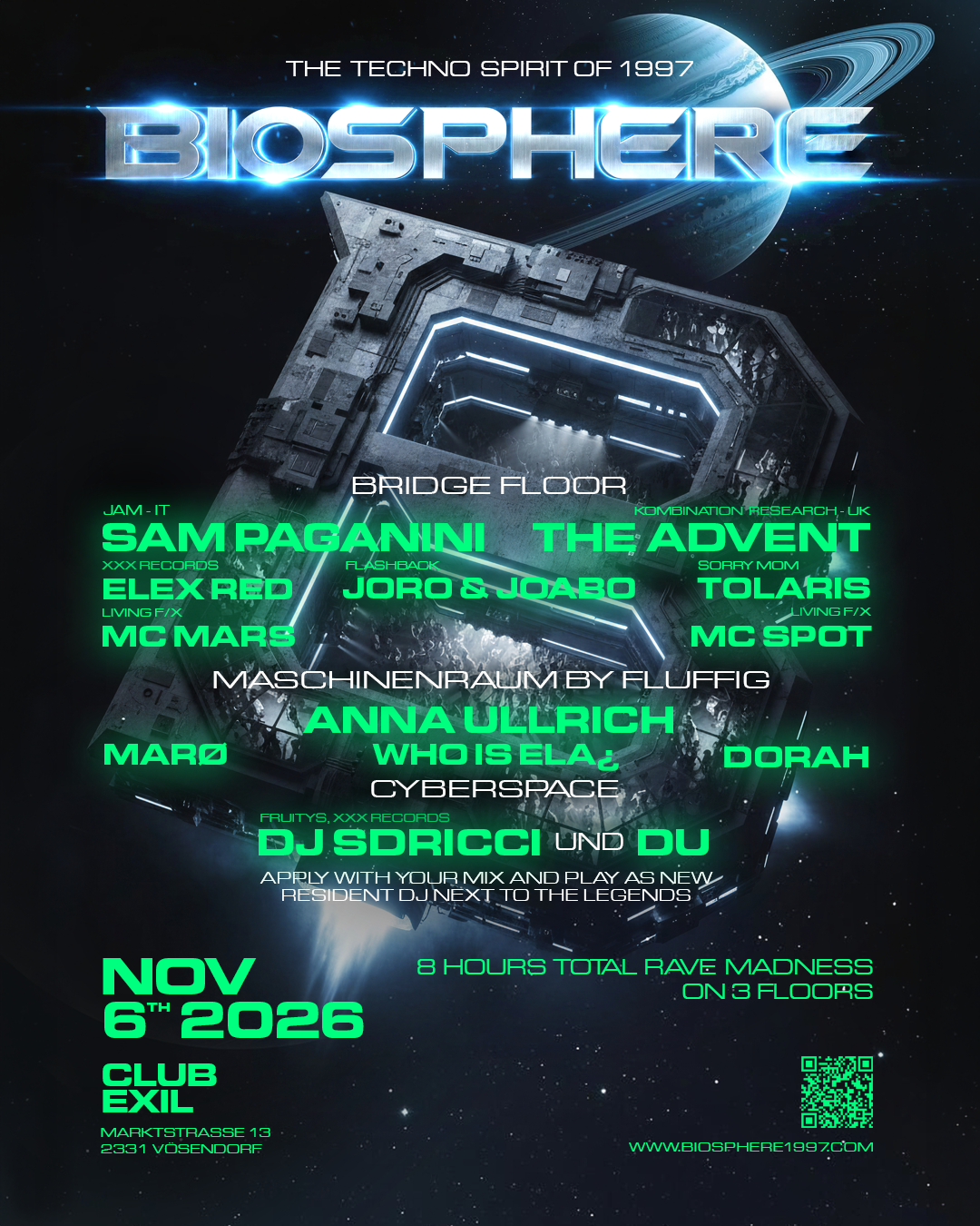 Freitag, 6. November 2026 im Club EXIL, Marktstraße 13, 2331 Vösendorf