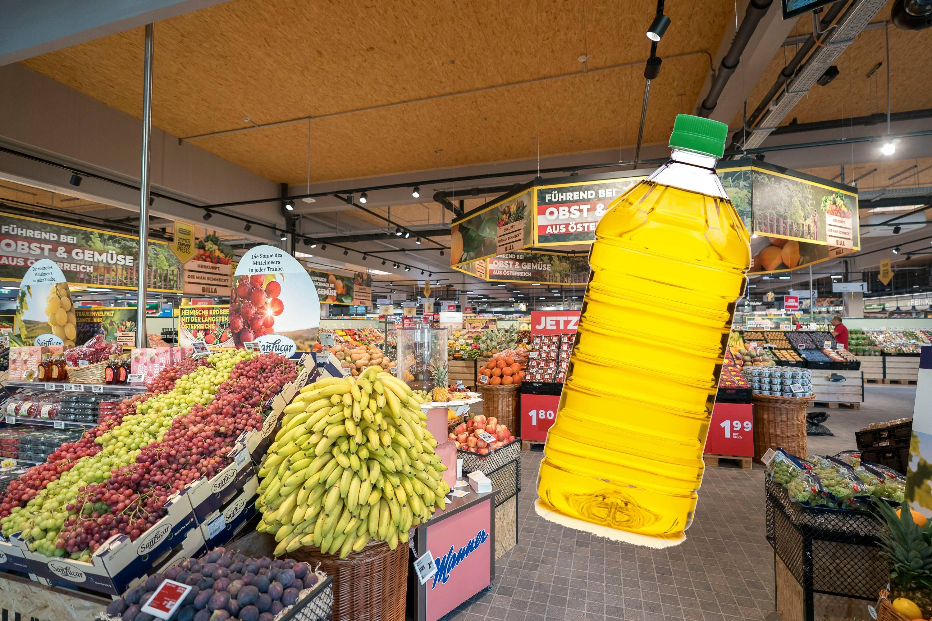 Die Frau rutschte auf dem Öl aus und klagte den Supermarkt.