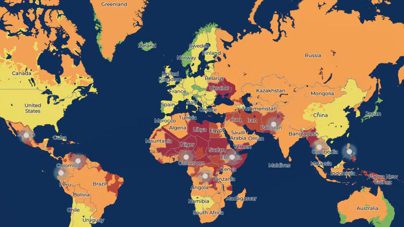 Die «Global Risk Map 2027» des US-Sicherheitsdienstleisters Global Guardian