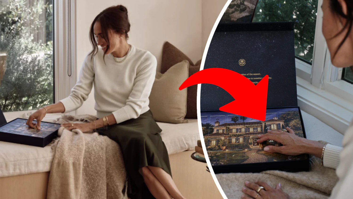 Auf diesem Werbefoto für ihren Adventkalender scheint Meghan eine Hand mit sechs Fingern zu haben.