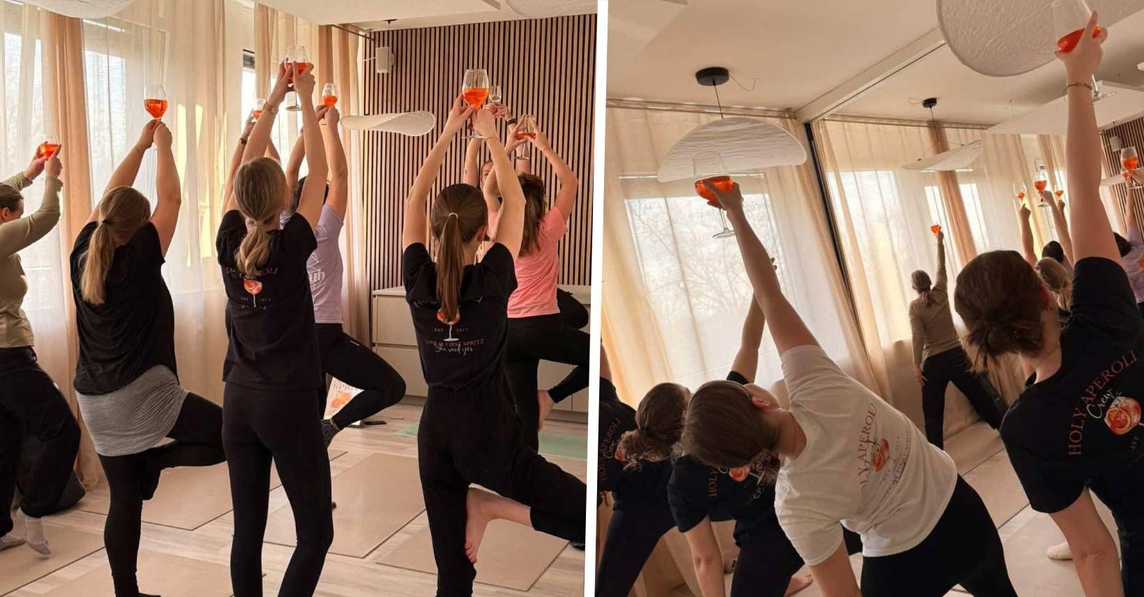 Bei Aperol-Yoga wird das Getränk kurzerhand auf die Matte mitgenommen.