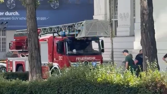 Die Berufsfeuerwehr rückte mit einer Drehleiter aus. 