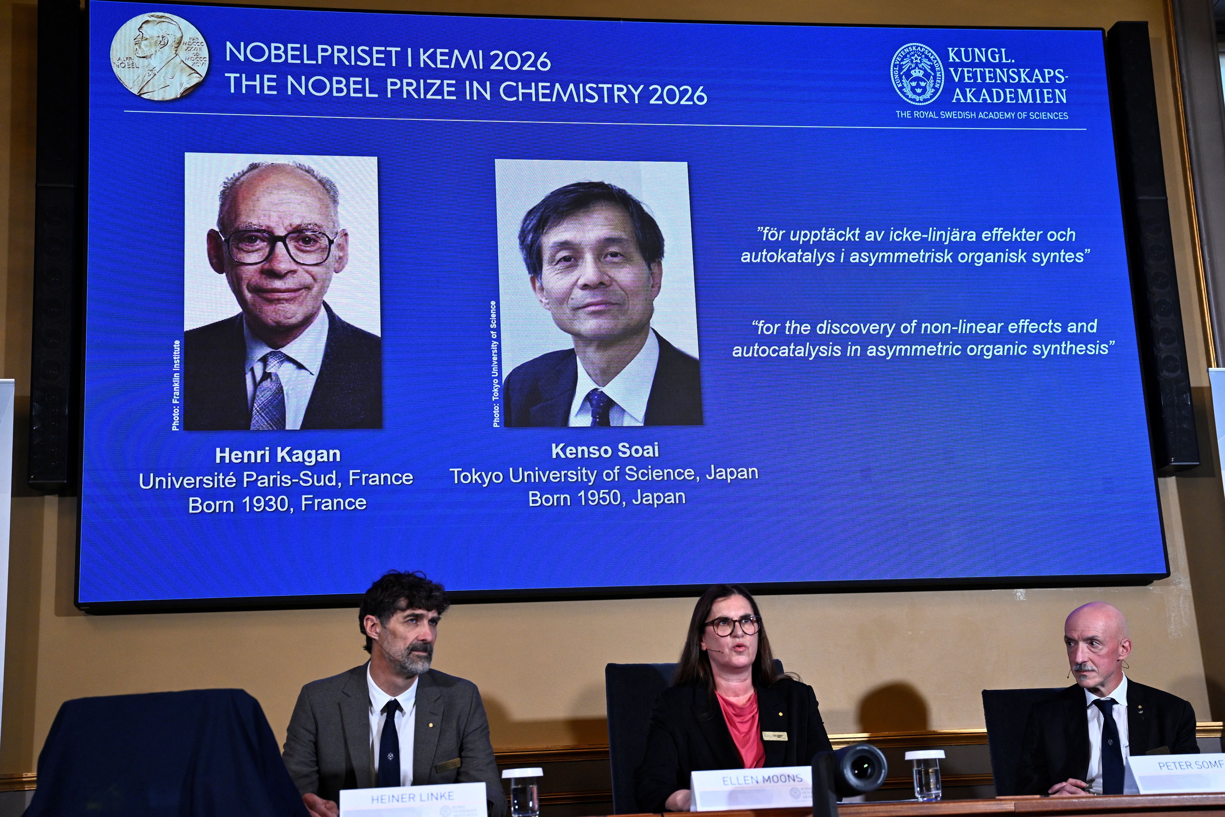 Der diesjährige Nobelpreis für Chemie geht an Henri B. Kagan aus Frankreich und Kenso Soai aus Japan.