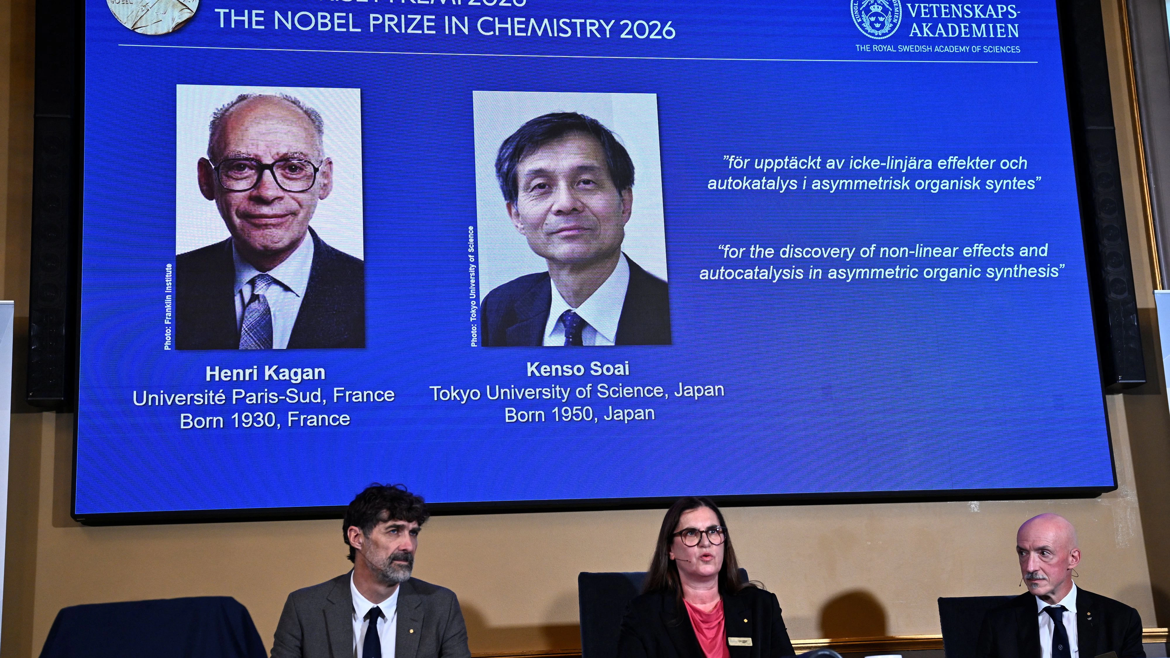 Der diesjährige Nobelpreis für Chemie geht an Henri B. Kagan aus Frankreich und Kenso Soai aus Japan.