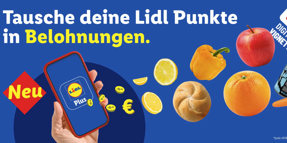 Mit der Lidl Plus App bei jedem Einkauf Punkte sammeln und gegen mehr als 270 Belohnungen eintauschen.