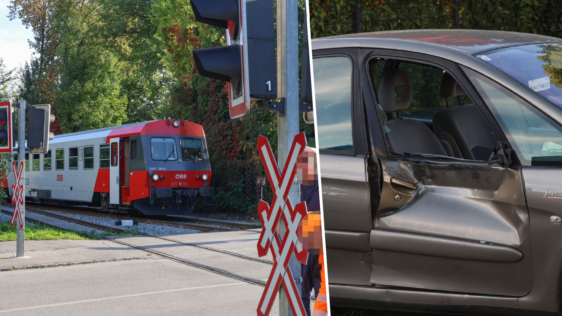 Der Puffer des Zuges bohrte sich in die Beifahrertür.