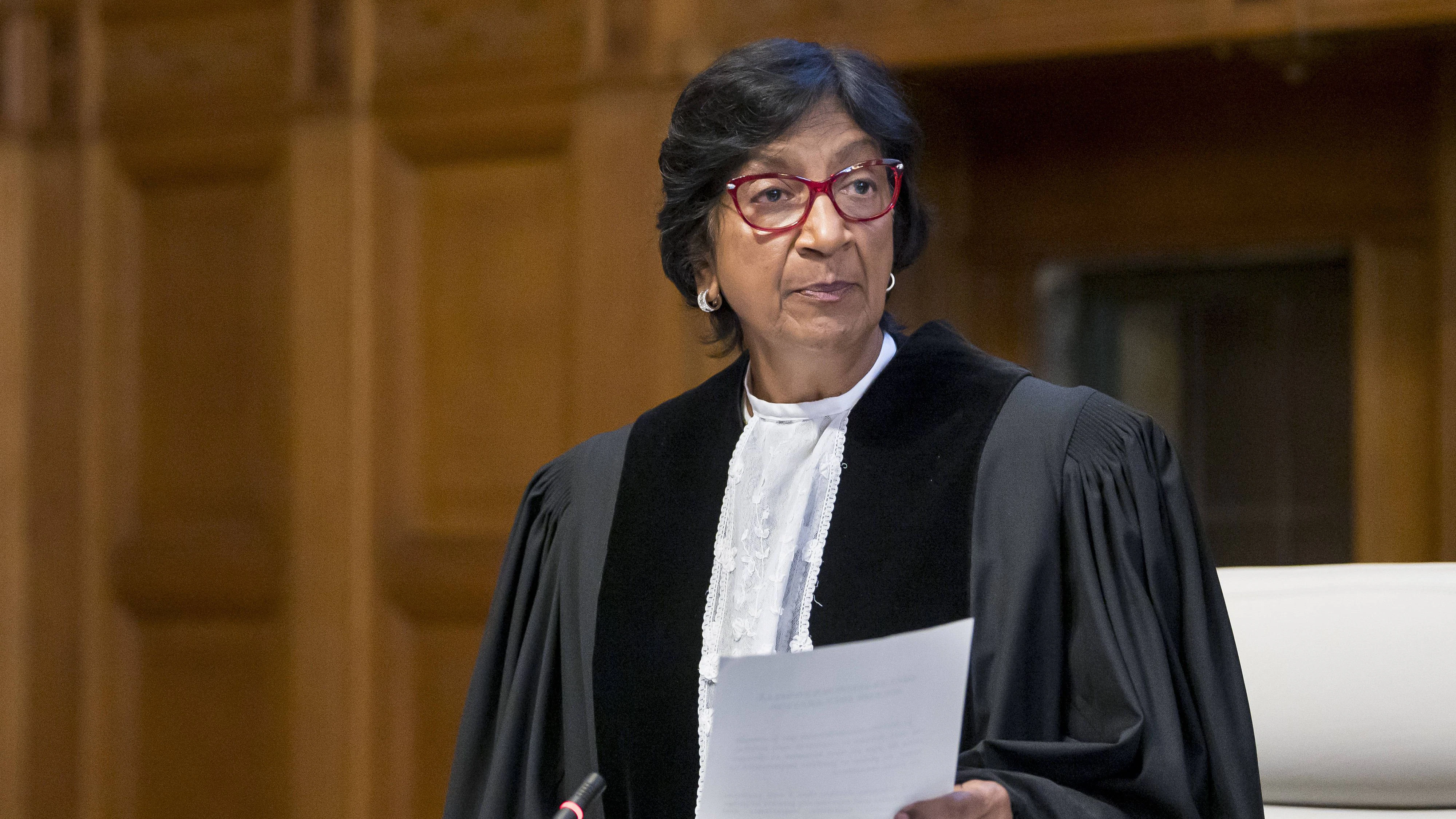 Navanethem "Navi" Pillay, Ad-hoc-Richterin, verliest die Untersuchungsergebnisse zum Völkermord an den Rohingya-Muslimen in Myanmar vor dem Internationalen Gerichtshof in Den Haag, Niederlande. Archivbild, 10. Dezember 2019. 