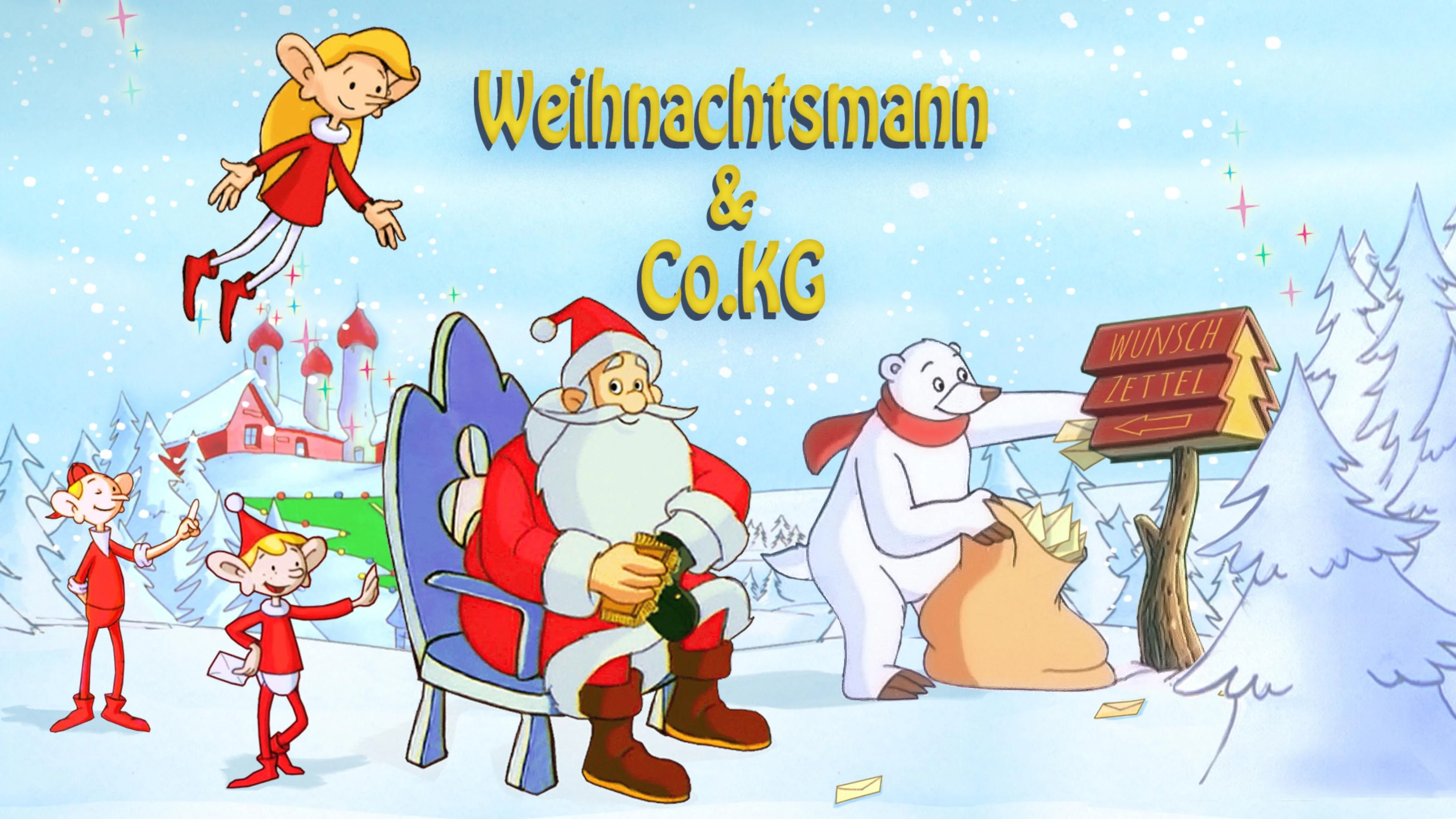 Gemeinsam mit seinen drei Elfen Trixi, Jordi und Gilfi, erfüllt der Weihnachtsmann allen Kindern auf der Welt jeden Wunsch zur Weihnachtszeit. 
