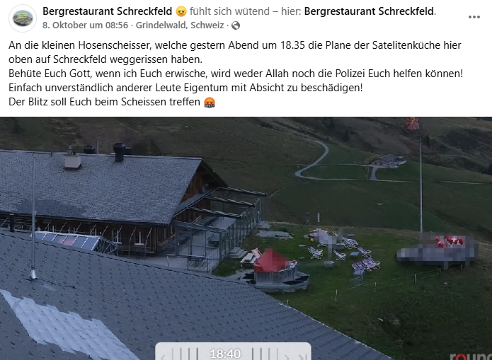 Der Wirt wettert auf Facebook gegen die Unbekannten.