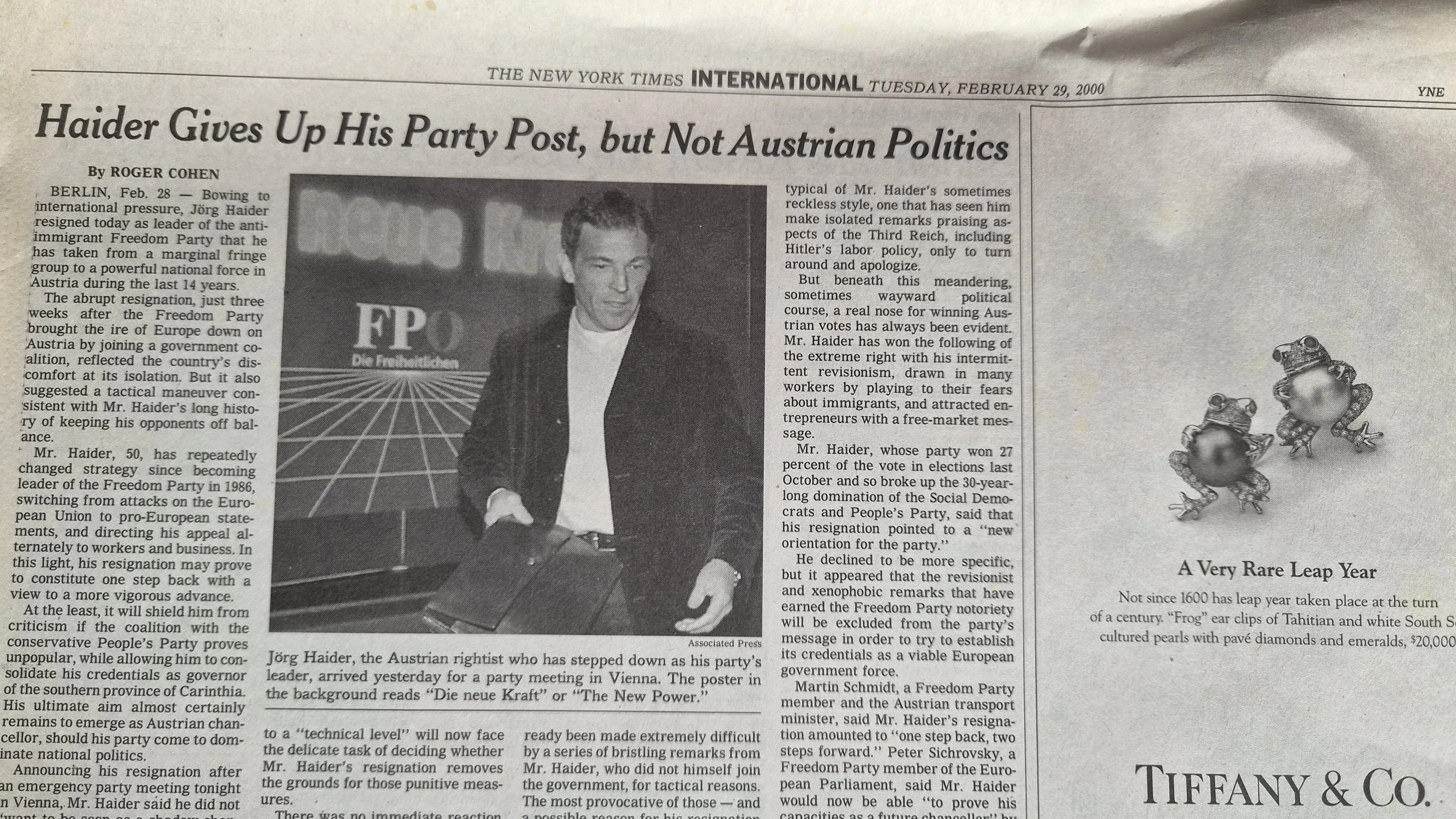 Jörg Haider war ein viel beschriebener Österreicher in der New York Times