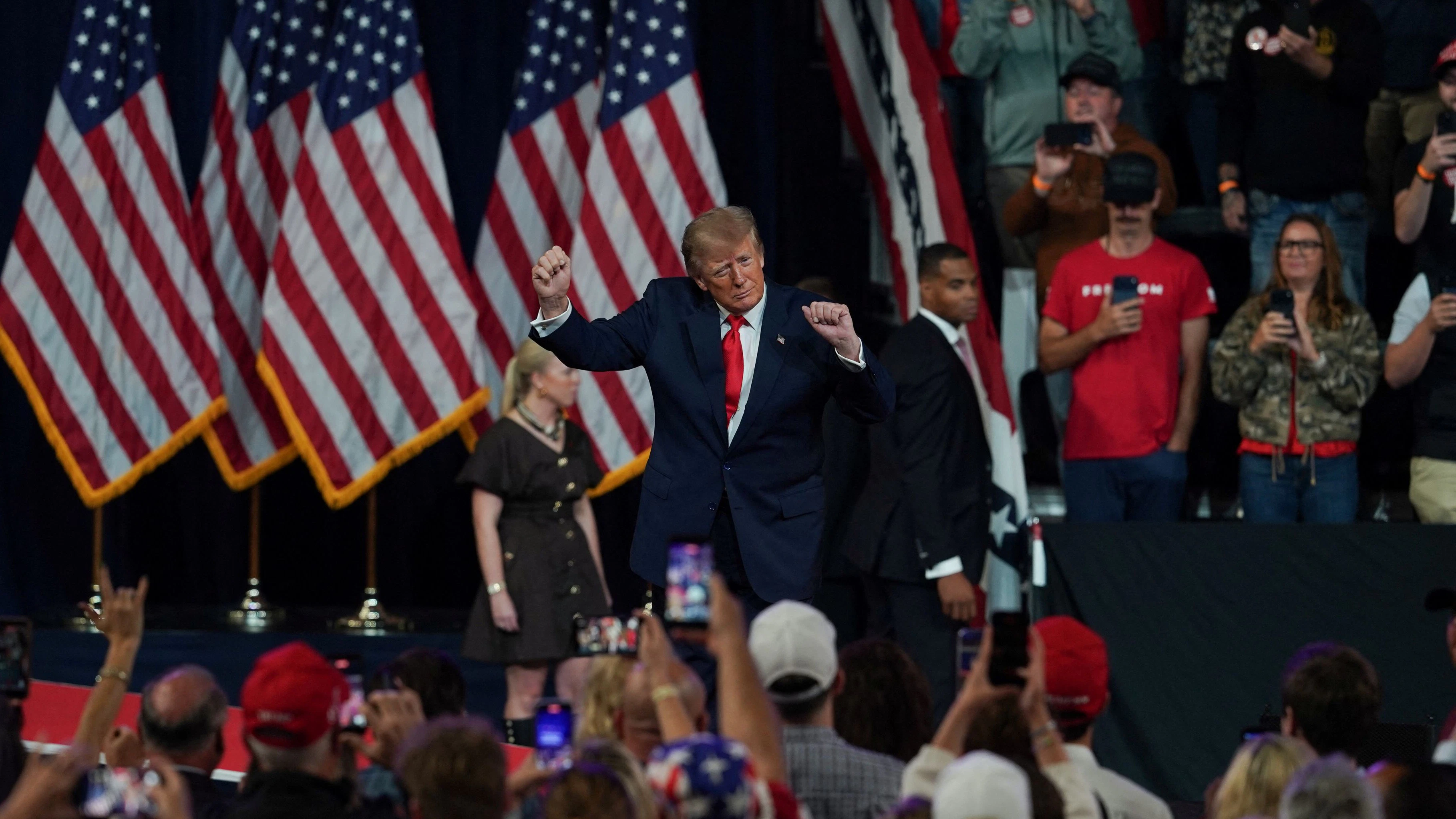 US President Donald Trump attends a campaign rally at F&M Bank Arena in Clarksville, Tennessee, October 10, 2026. REUTERS/Seth Herald