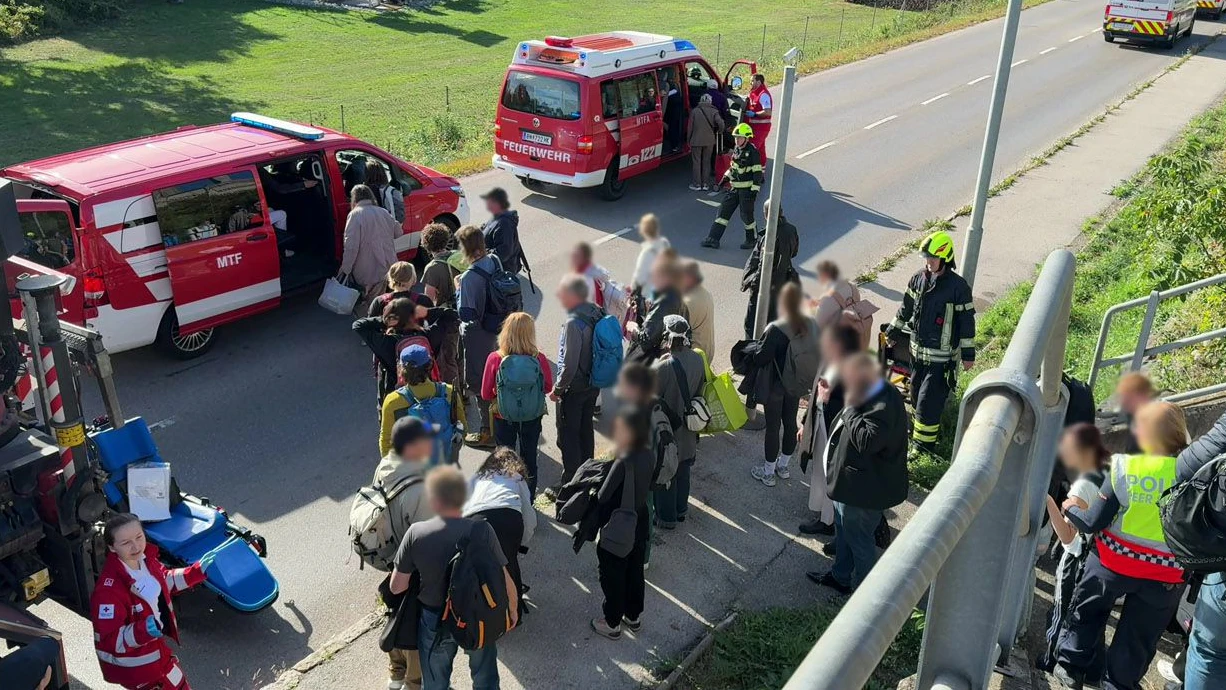 Ein mit 91 Fahrgästen besetzter Personenzug war in Richtung Wiener Neustadt unterwegs, als er nach einem Zwischenfall auf der Strecke außerhalb des Bahnhofs plötzlich zum Stillstand kam.