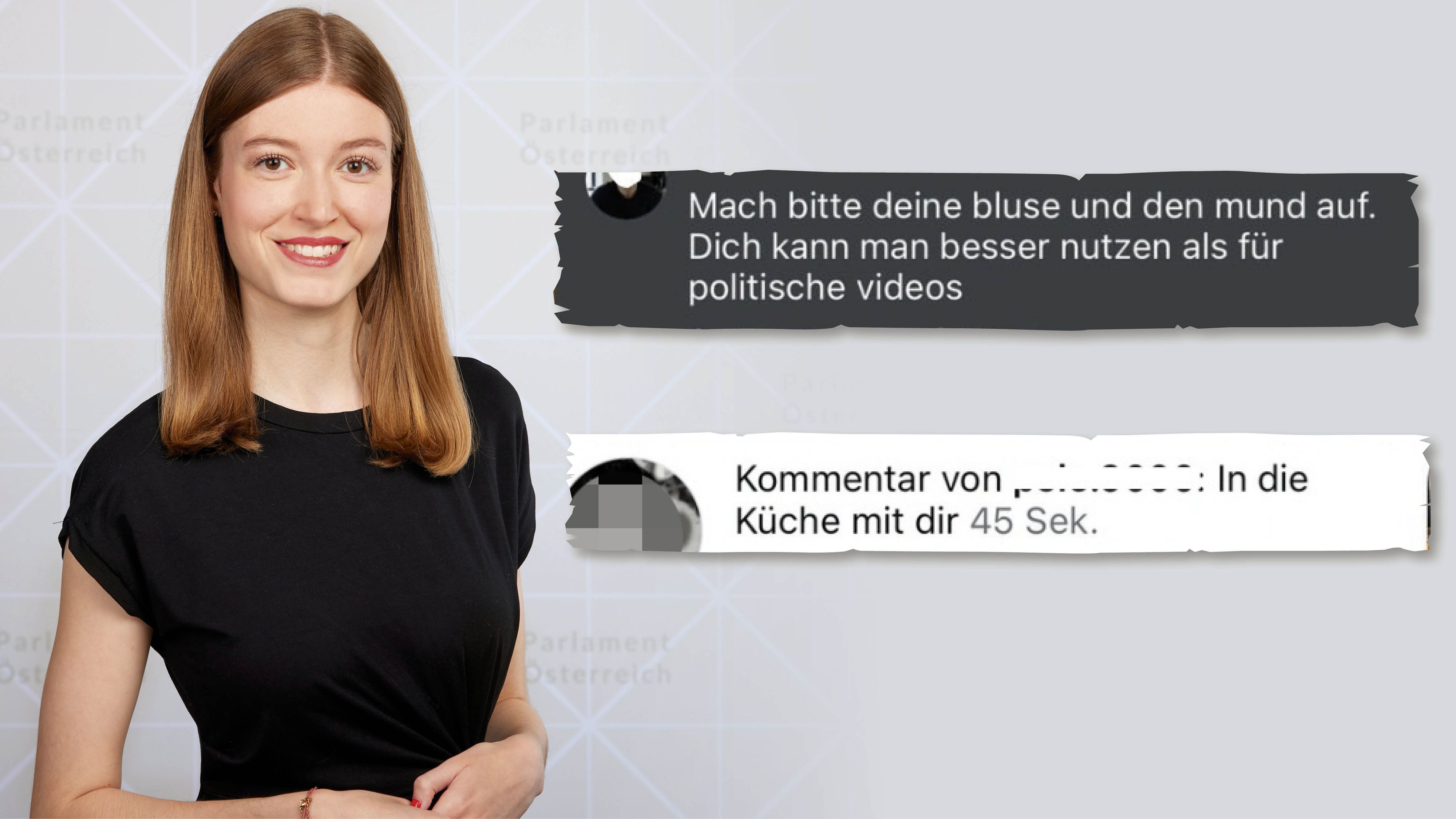 Zwei der unterirdischen Kommentare und Politikerin Amelie Muthsam (23)