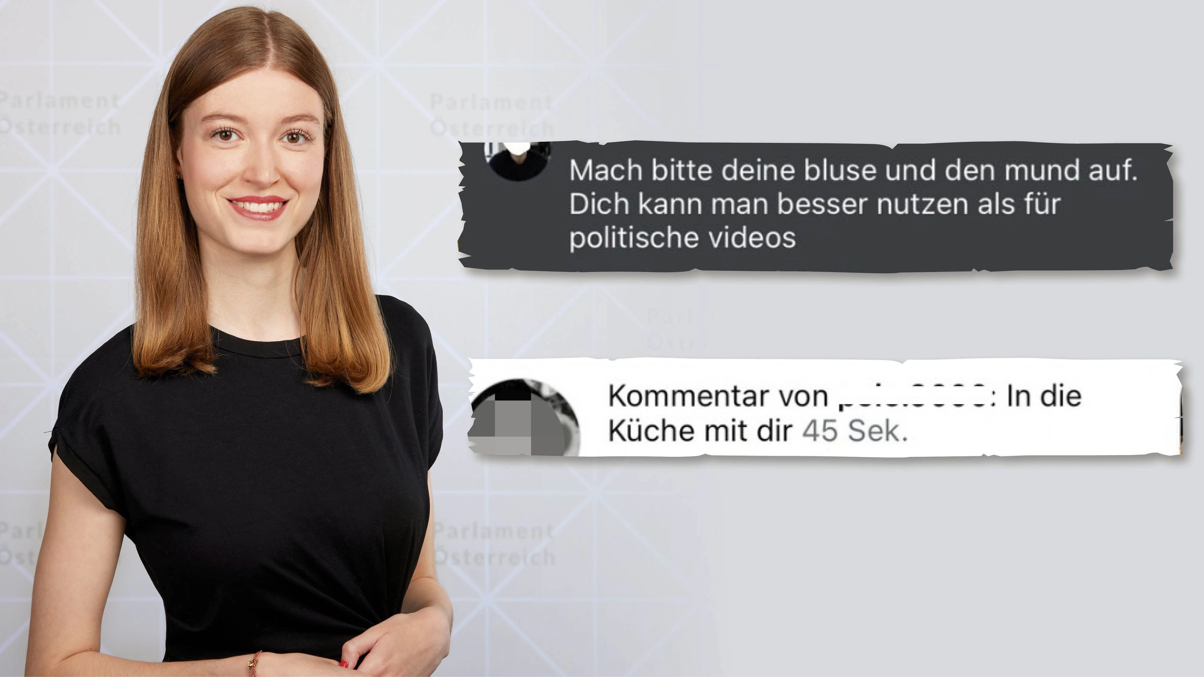 Zwei der unterirdischen Kommentare und Politikerin Amelie Muthsam (23)