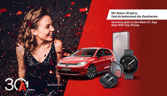 A1 wird 30 und startet das größte Gewinnspiel seiner Geschichte mit unter anderem 3 VW ID. Polos.