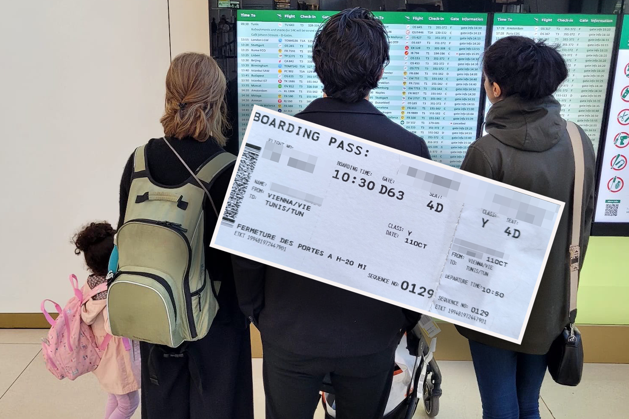 Für die Familie wird der Flug nach Tunesien von Problemen überschattet.