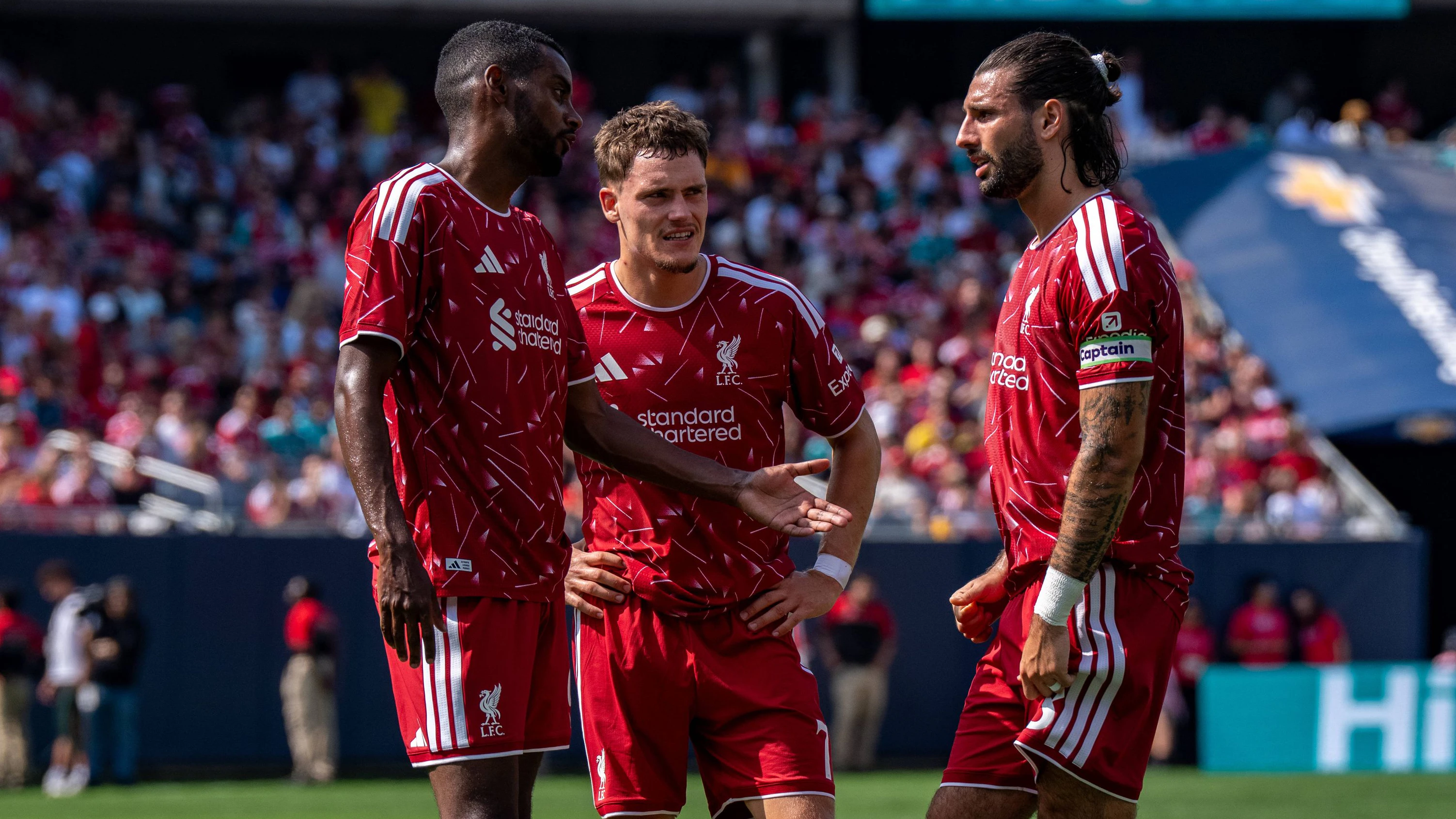 Dominik Szoboszlai, Alexander Isak and Florian Wirtz seen during Pre-Season Friendly match between teams of Liverpool FC and Leeds United Gael Amador / Ball Raw Images Chicago Soldier Field in Chicago USA Copyright: xGaelxAmadorx GA_LFCvLEEFRE-53