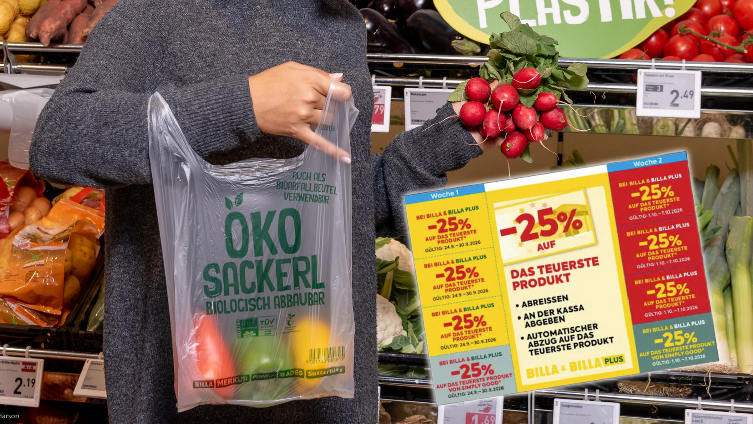 Heute.at - Billa nutzt 25%-Markerl für Sackerl, Kunde spart 1 Cent