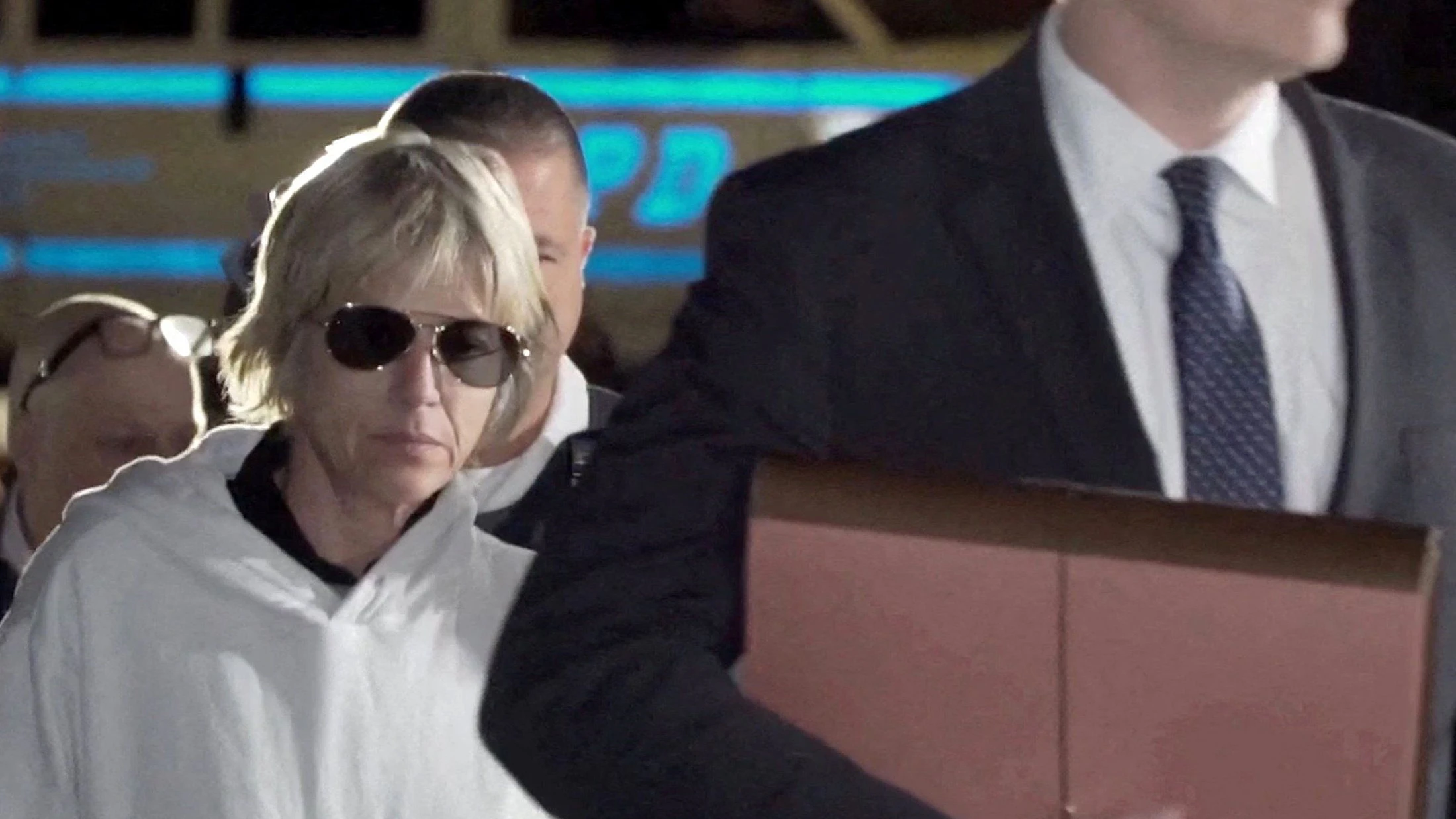 Actor Selma Blair leaves Queens Criminal Court following her arraignment after she was arrested after flight attendants reported a "physically abusive passenger" on a Delta Air Lines flight from Los Angeles to New York, in New York, US, October 12, 2026, in this still image taken from video.    REUTERS/STRINGR.COM           