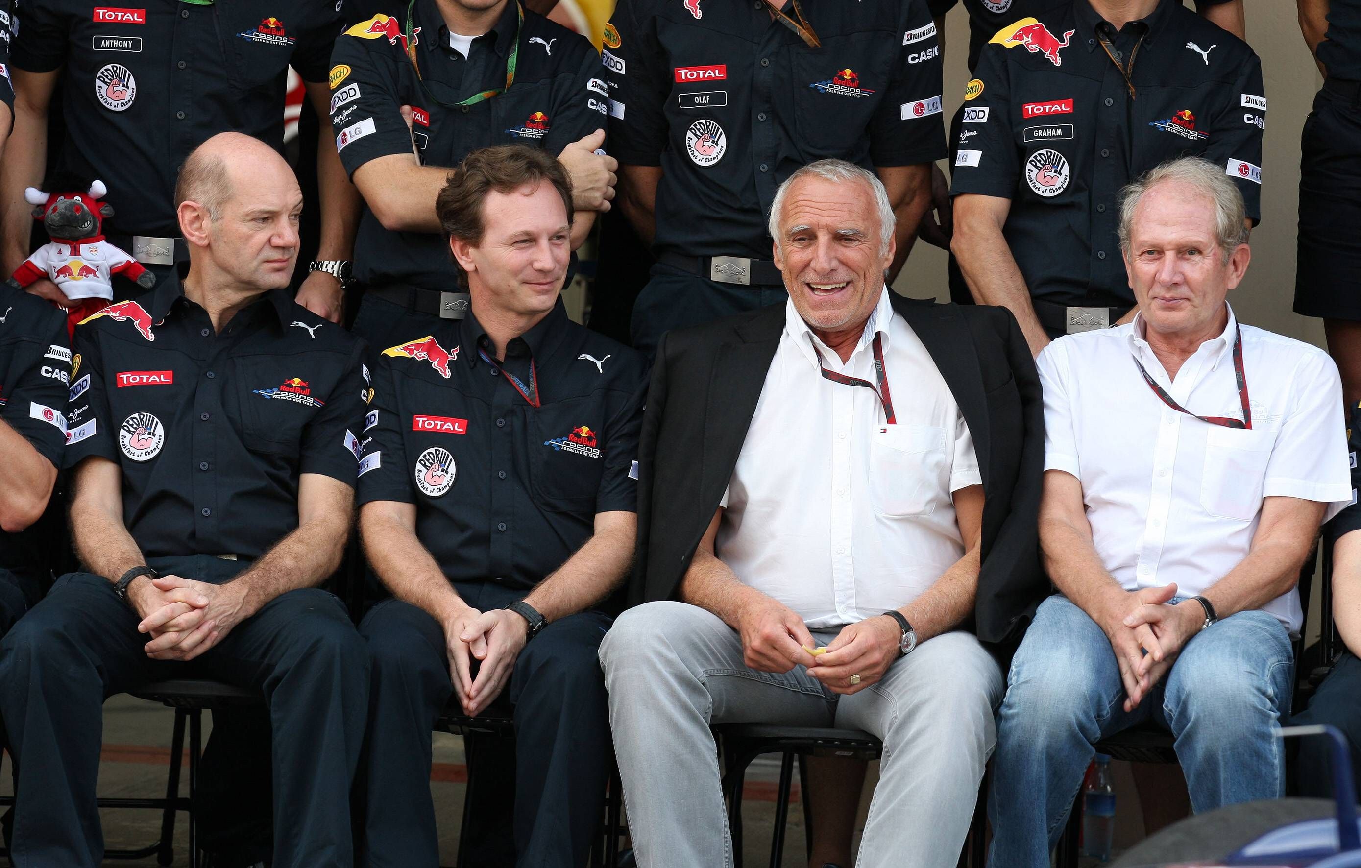 Adrian Newey, Christian Horner, Dietrich Mateschitz und Helmutr Marko.