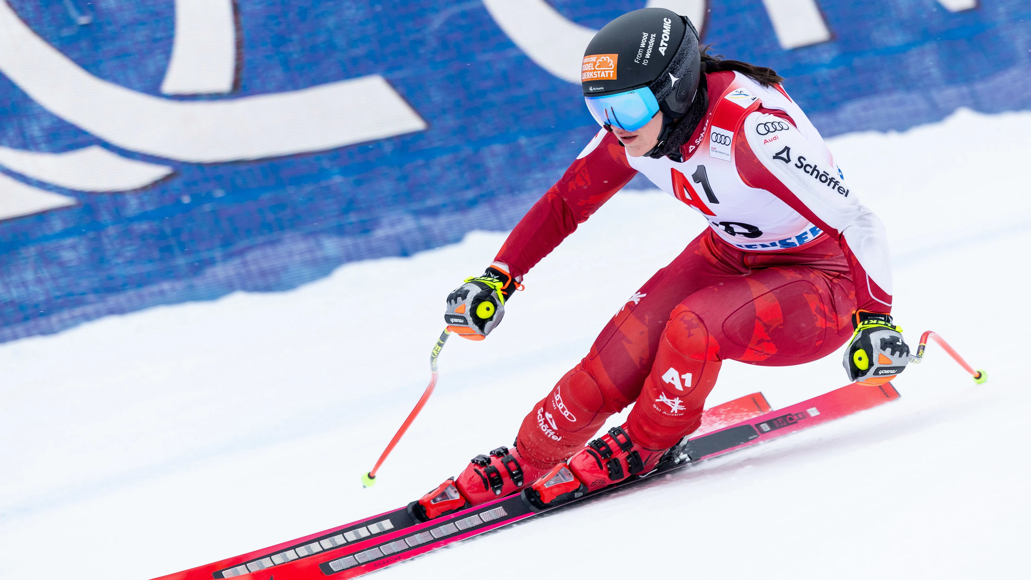 ALTENMARKT/ZAUCHENSEE,AUSTRIA,08.JAN.26 - ALPINE SKIING - FIS World Cup, downhill, training, ladies. Image shows Carmen Spielberger (AUT). Photo: GEPA pictures/ Harald Steiner