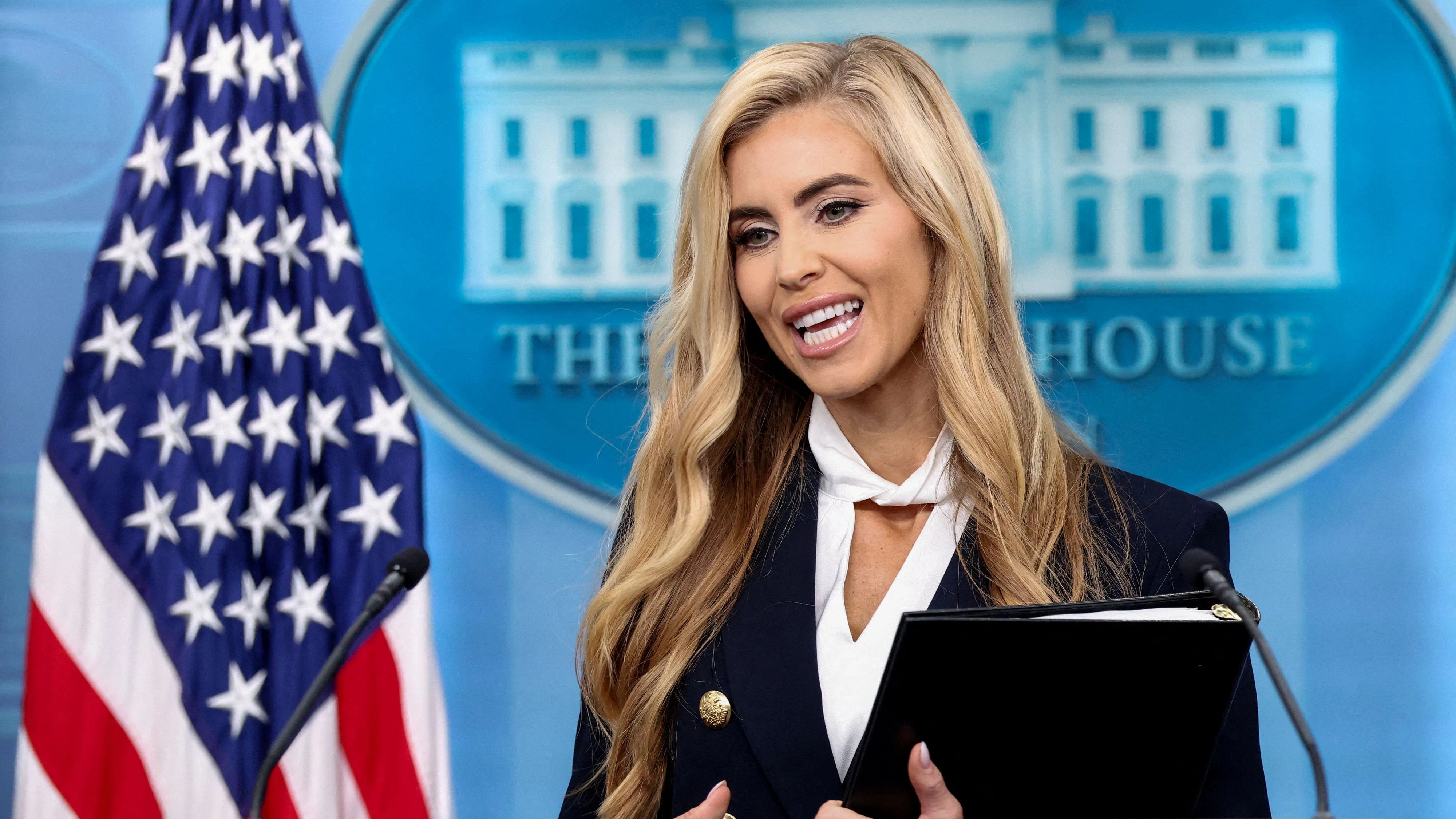 FILE PHOTO: New White House Press Secretary Katie Zacharia holds her first press briefing at the White House in Washington, DC, US, October 13, 2026. REUTERS/Kevin Lamarque/File Photo