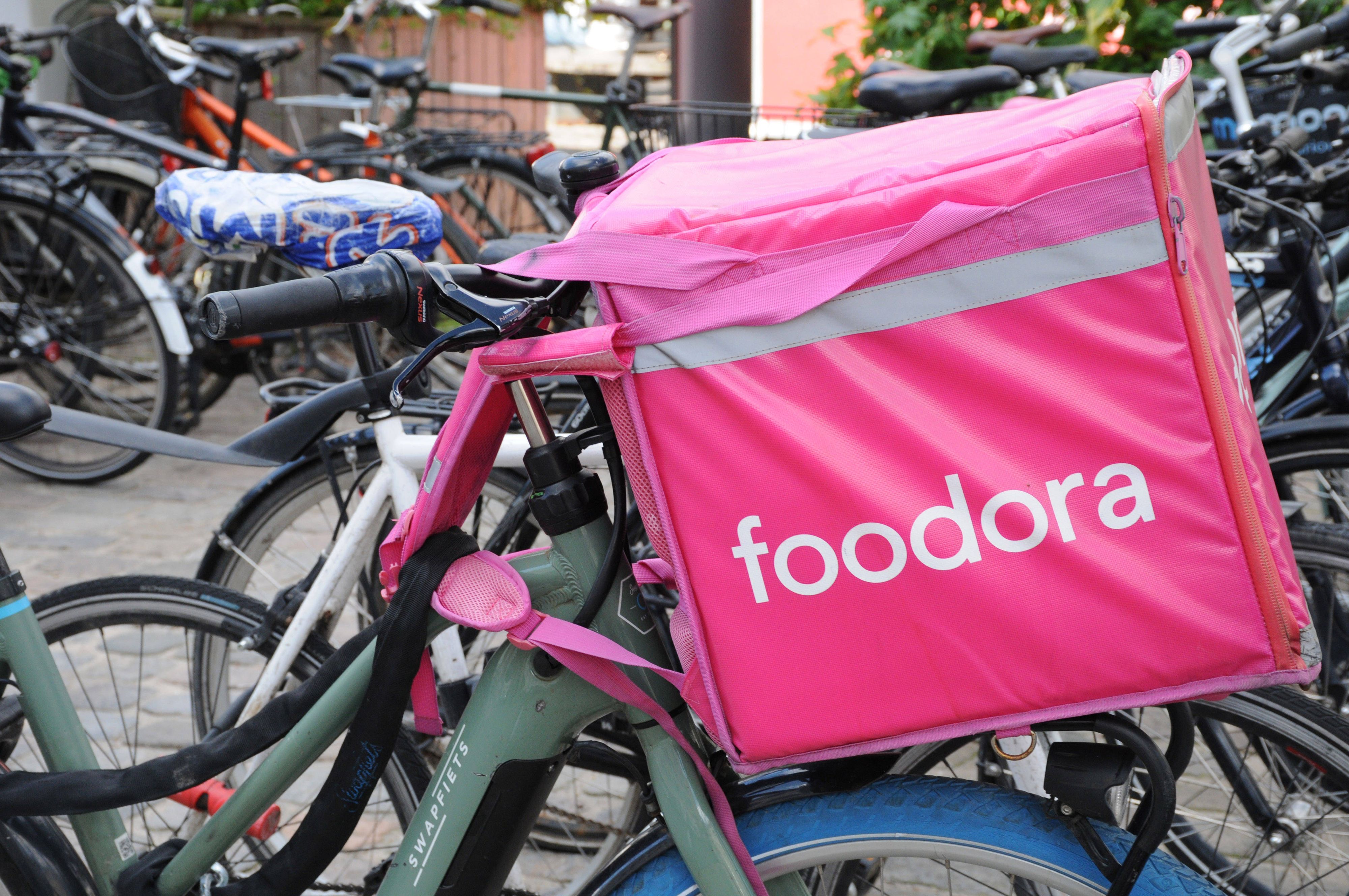 Copenhagen/ Denmark/12 August 2024/ Foodora delivery man in danish capital Copenagen Photo.Francis Joseph Dean/Dean Pictures Not for commercial use