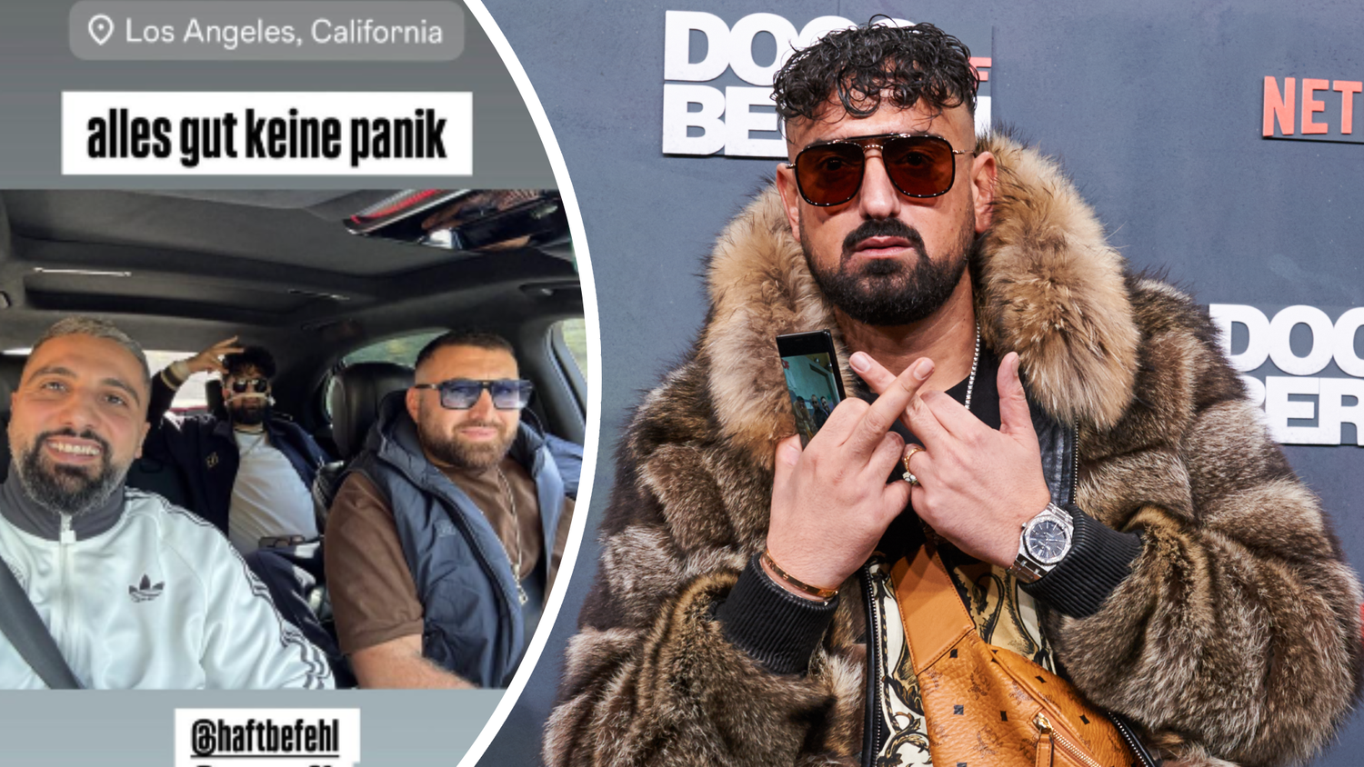 Ein aktuelles Foto zeigt den Rapper auf dem Rücksitz eines Autos, mit zwei Freunden.