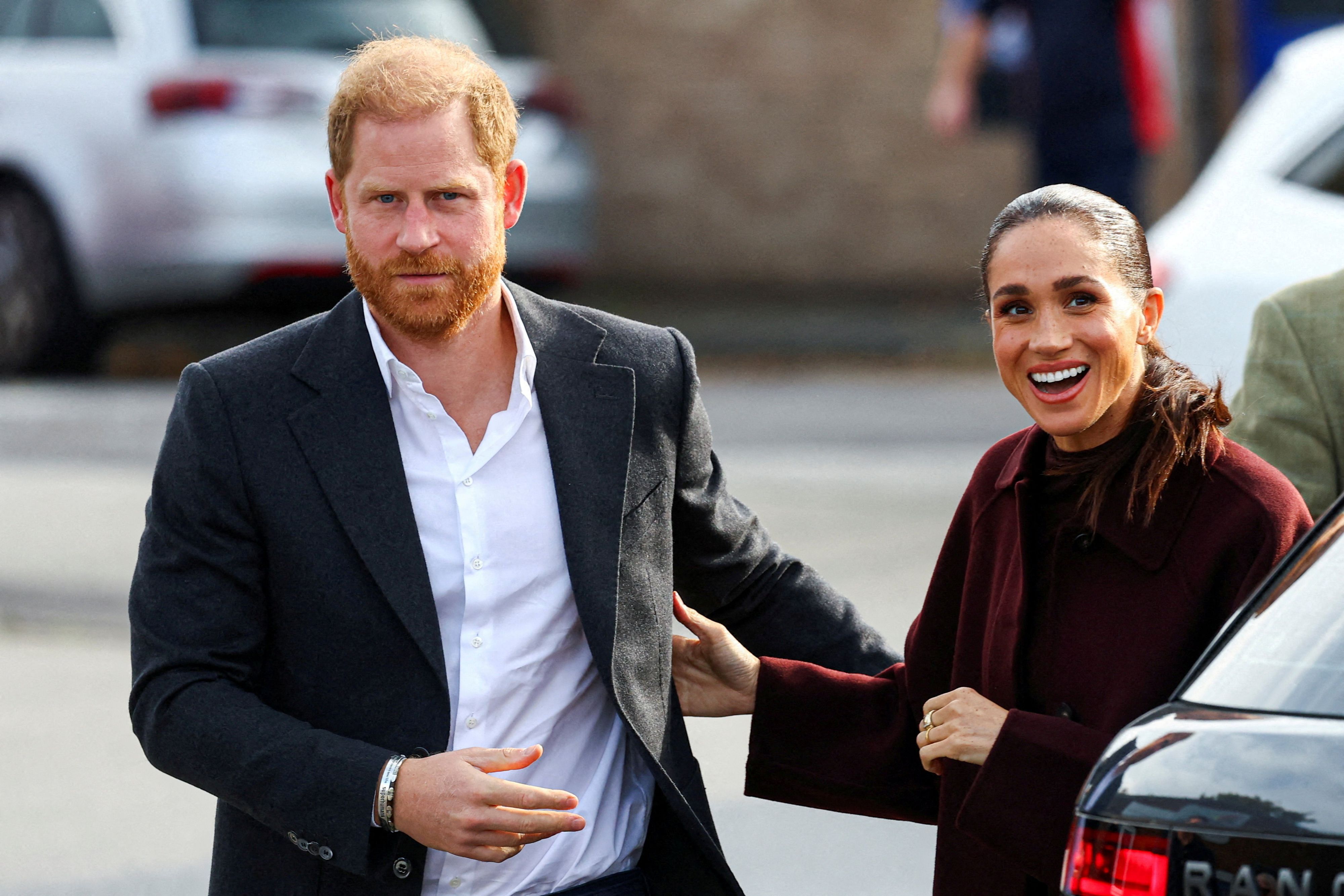 Prinz Harry und Meghan bei ihrer Ankunft im Community Recording Studio in Nottingham.