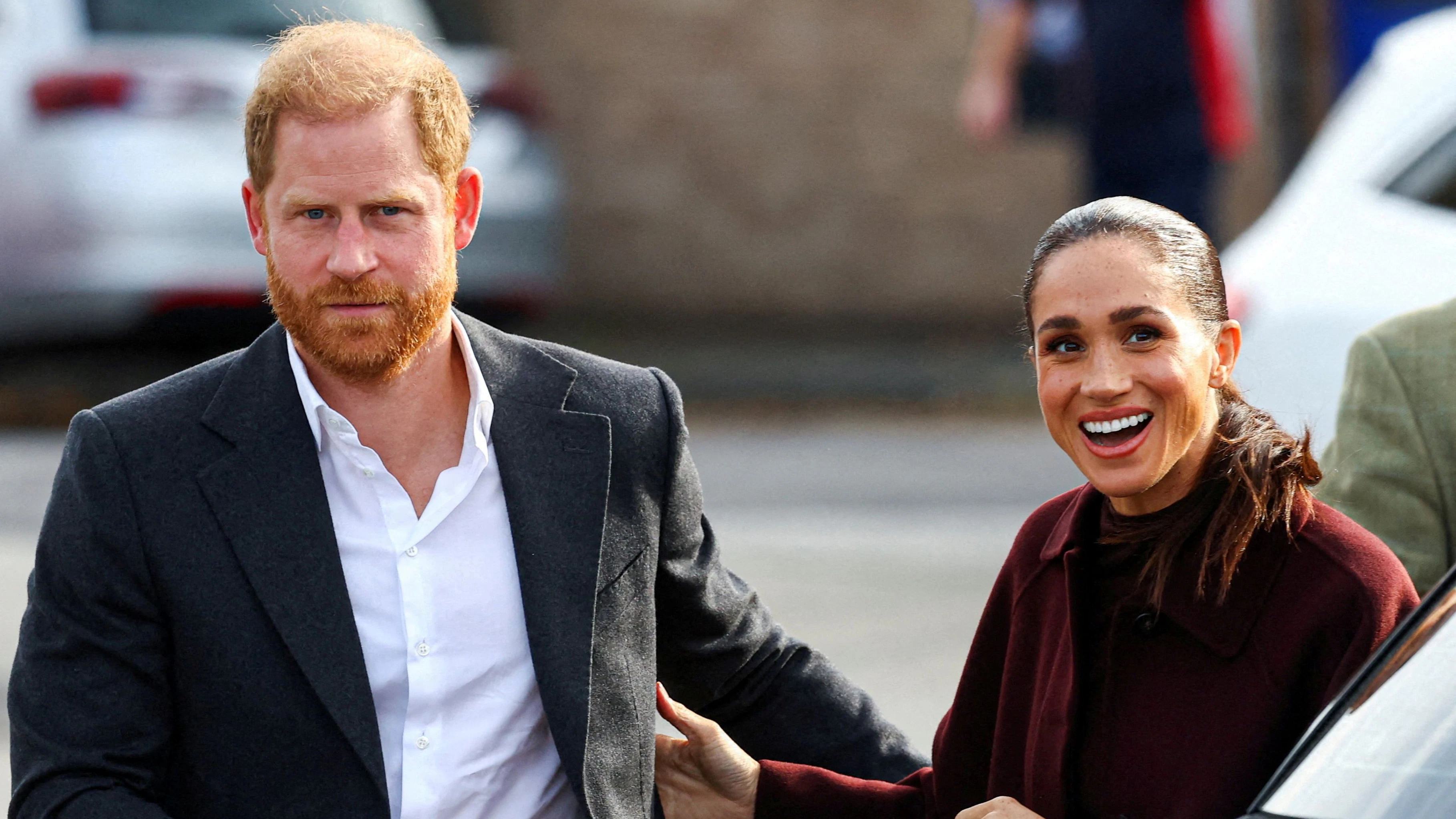 Prinz Harry und Meghan bei ihrer Ankunft im Community Recording Studio in Nottingham.