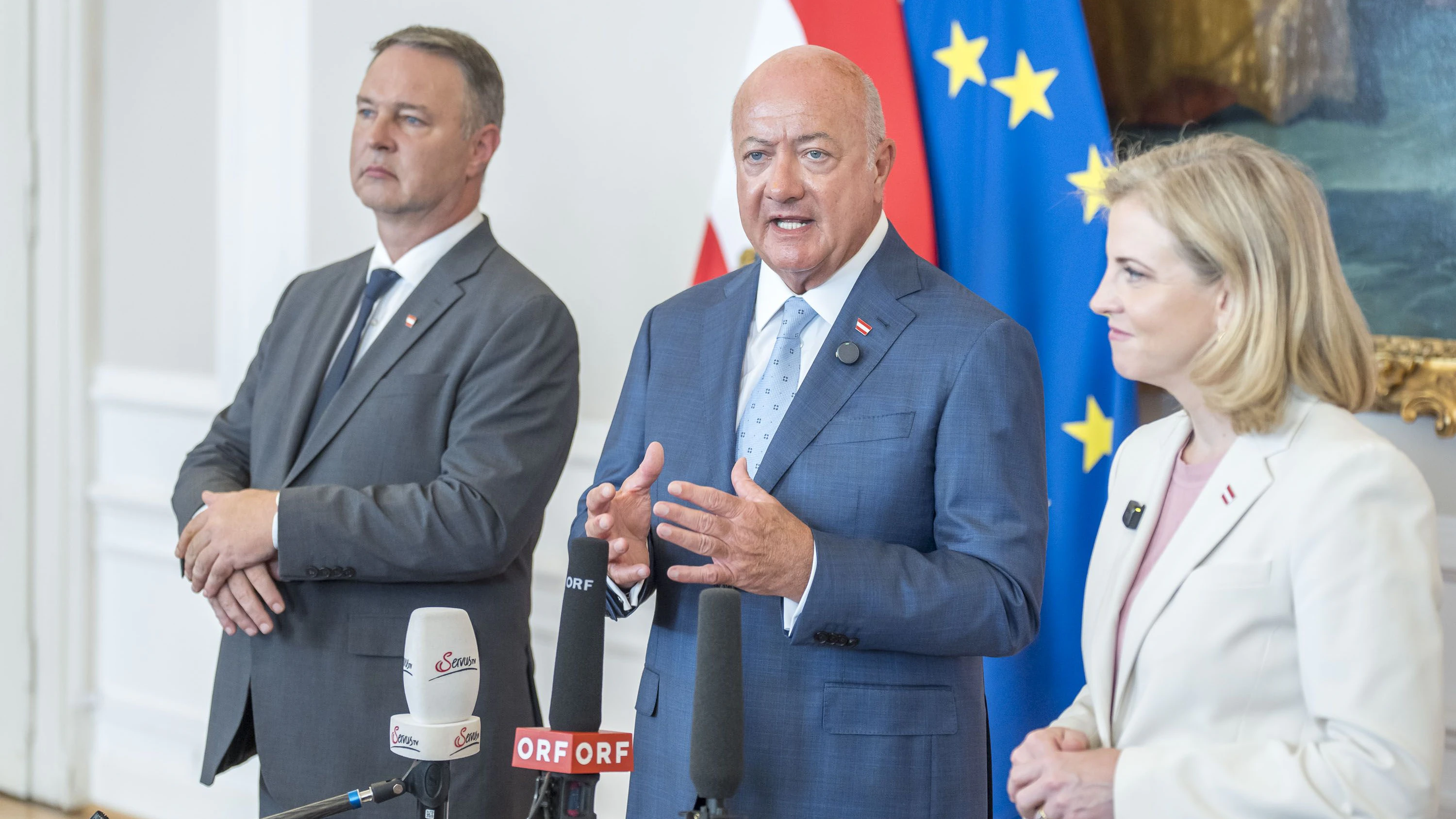 Bundeskanzler Christian Stocker, Vizekanzler Andreas Babler und Außenministerin Beate Meinl-Reisinger wollen Ergebnisse liefern.
