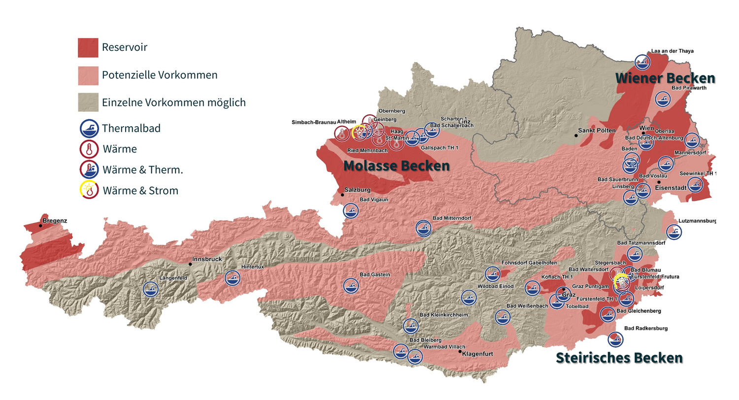Hydrothermale Vorkommen und Nutzungsarten der Tiefen Geothermie in Österreich