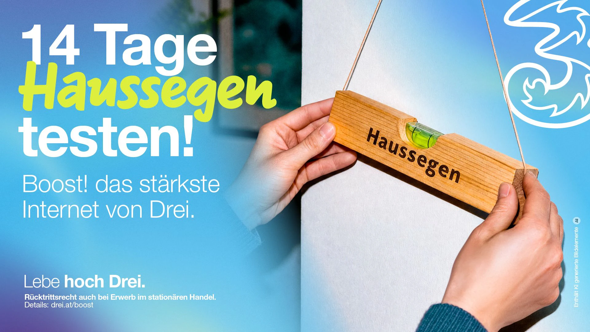 Drei bietet sechs Monate gratis Internet und 100 Euro Bonus.