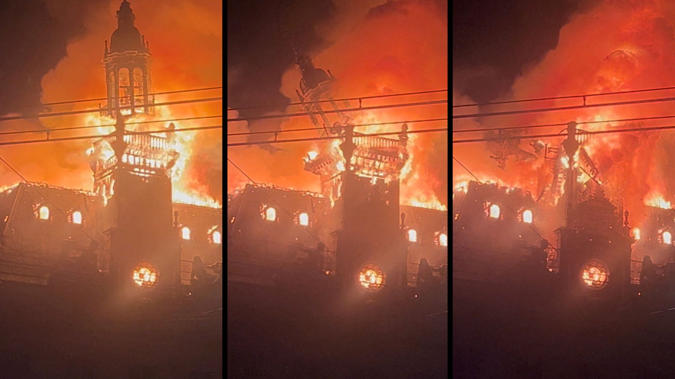Brand im Rathaus von Limoges inmitten von Protesten in Limoges, Frankreich, am 17. Oktober 2026.