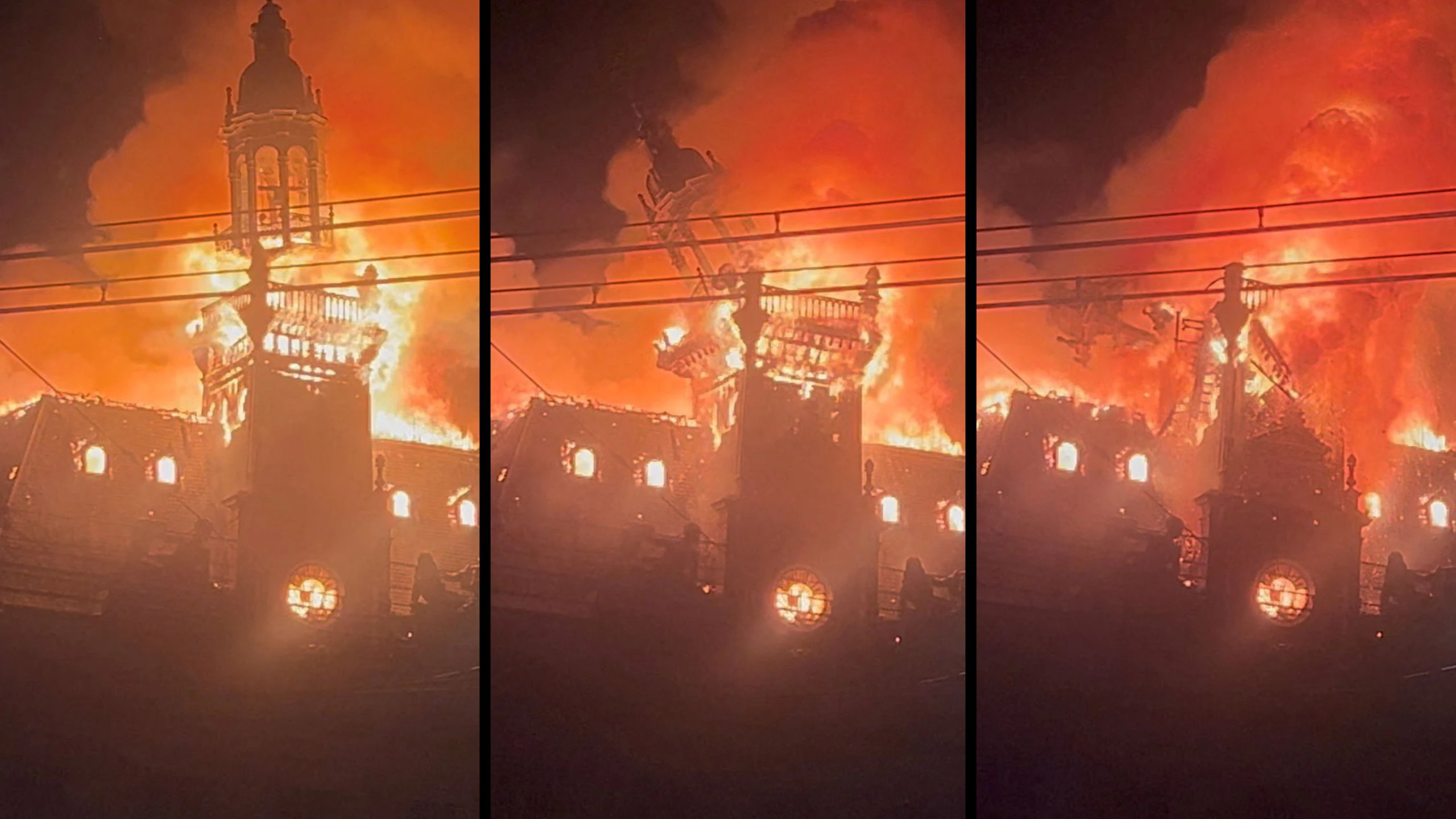 Brand im Rathaus von Limoges inmitten von Protesten in Limoges, Frankreich, am 17. Oktober 2026.