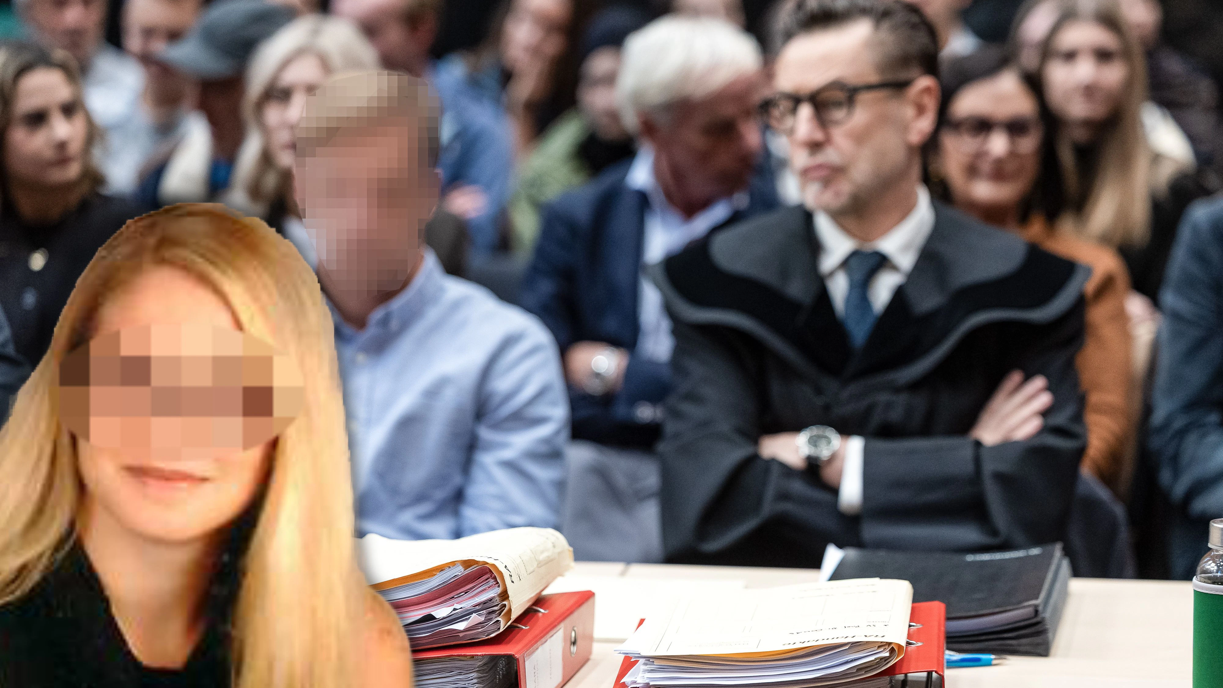 Das Mordopfer; der Angeklagte (42) mit seinem Anwalt vor Gericht.