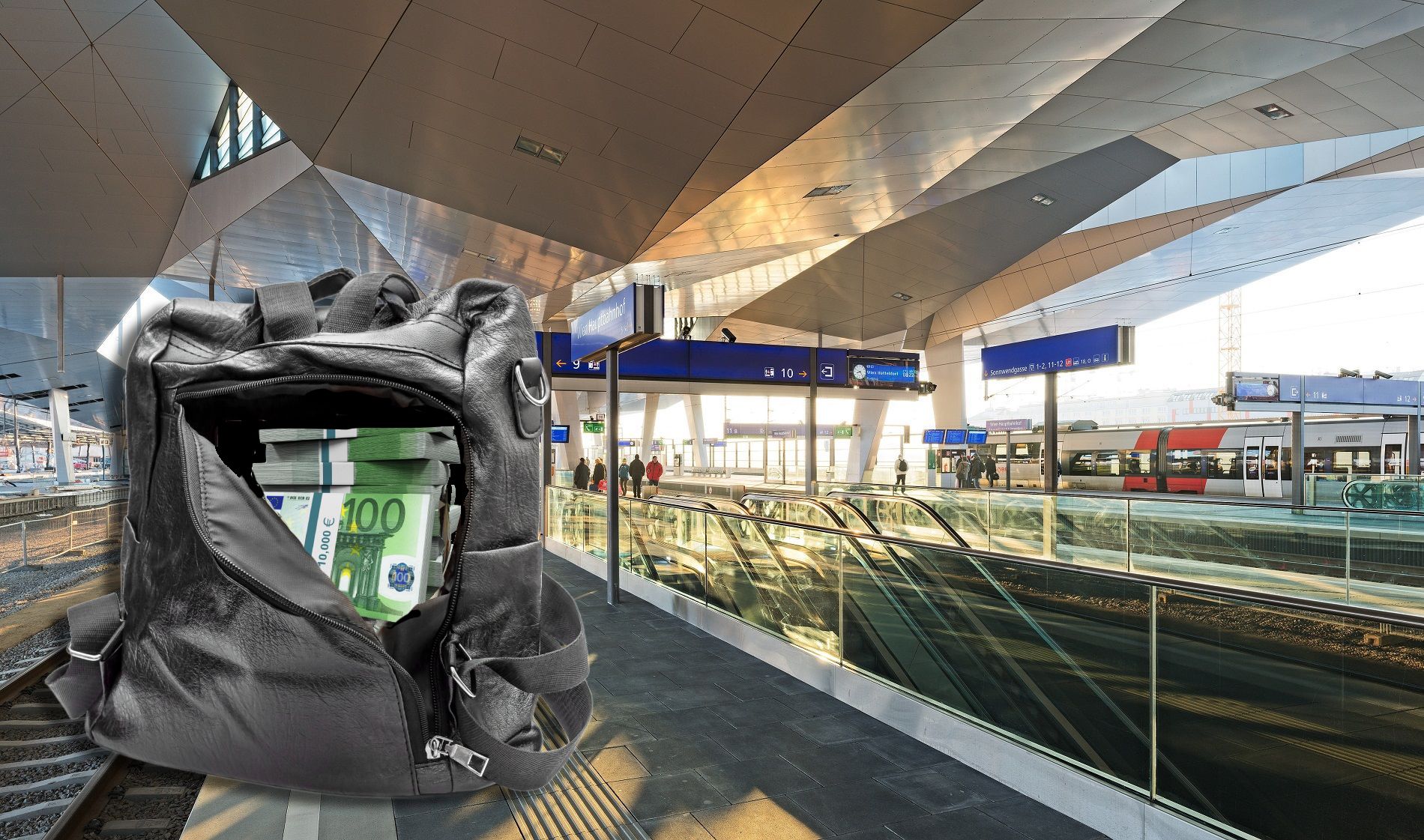 Der herrenlose Rucksack mit 100.000 Euro war im Zug vergessen worden, der Besitzer konnte gefunden werden.