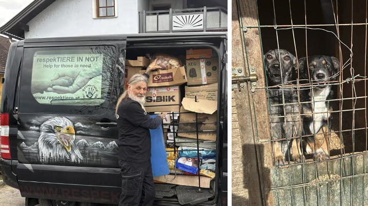 Bis unters Dach war der Transporter von Thomas 