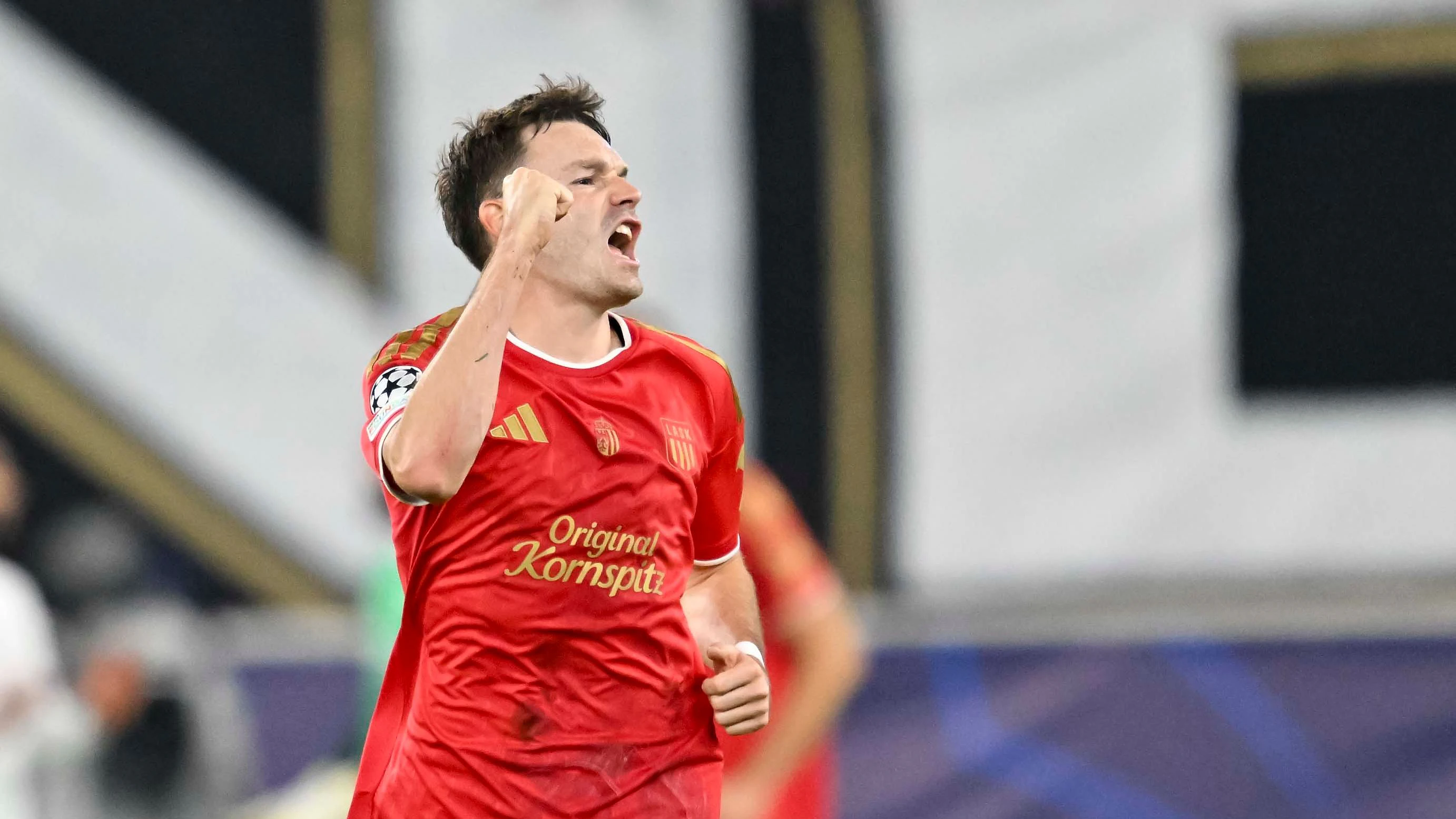 LINZ,AUSTRIA,14.OCT.26 - SOCCER - UEFA Champions League, Linzer ASK vs Liverpool FC. Image shows the rejoicing of Florian Flecker (LASK). Photo: GEPA pictures/ Avni Retkoceri