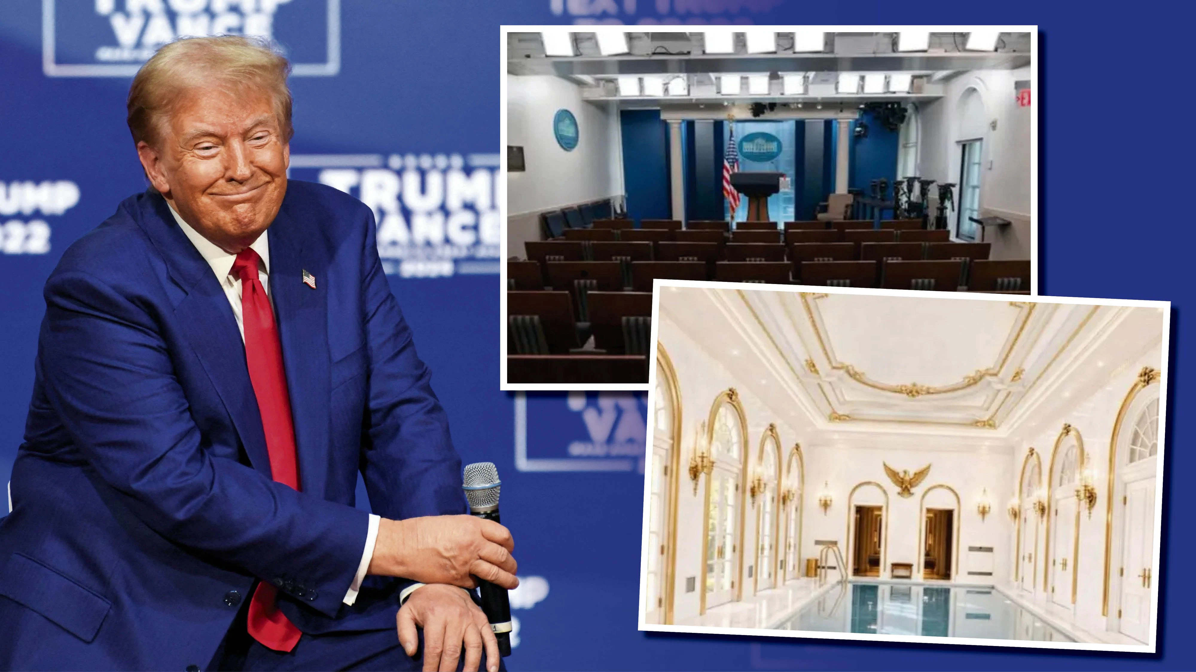 Trump will den Pressesaal im Weißen Haus in ein luxuriöses Schwimmbad umbauen