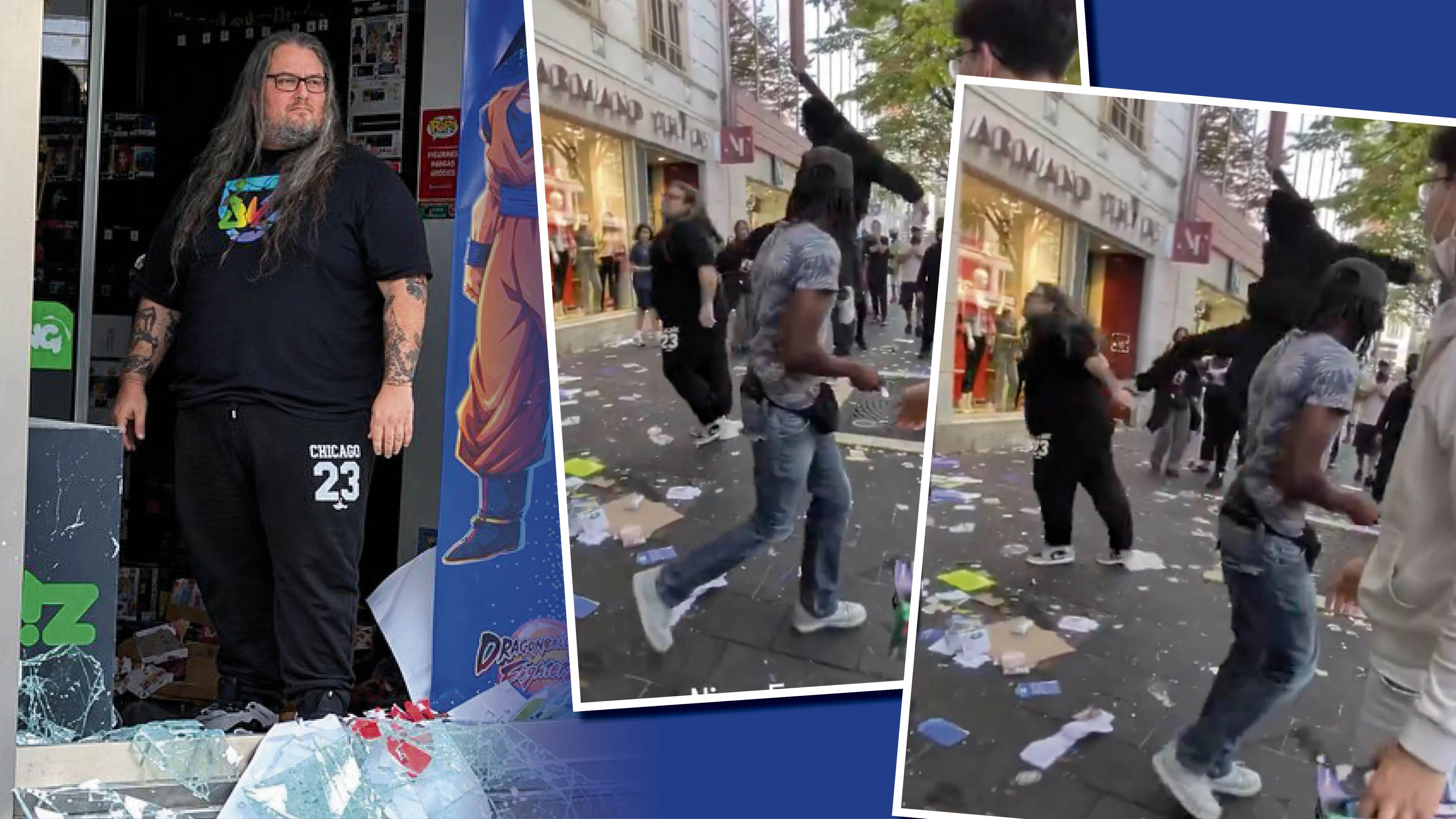 Gameshop-Verkäufer Pierre Collins aus Nizza wurde durch seinen Mut, sich gegen Plünderer zu stellen, zum Held im Internet