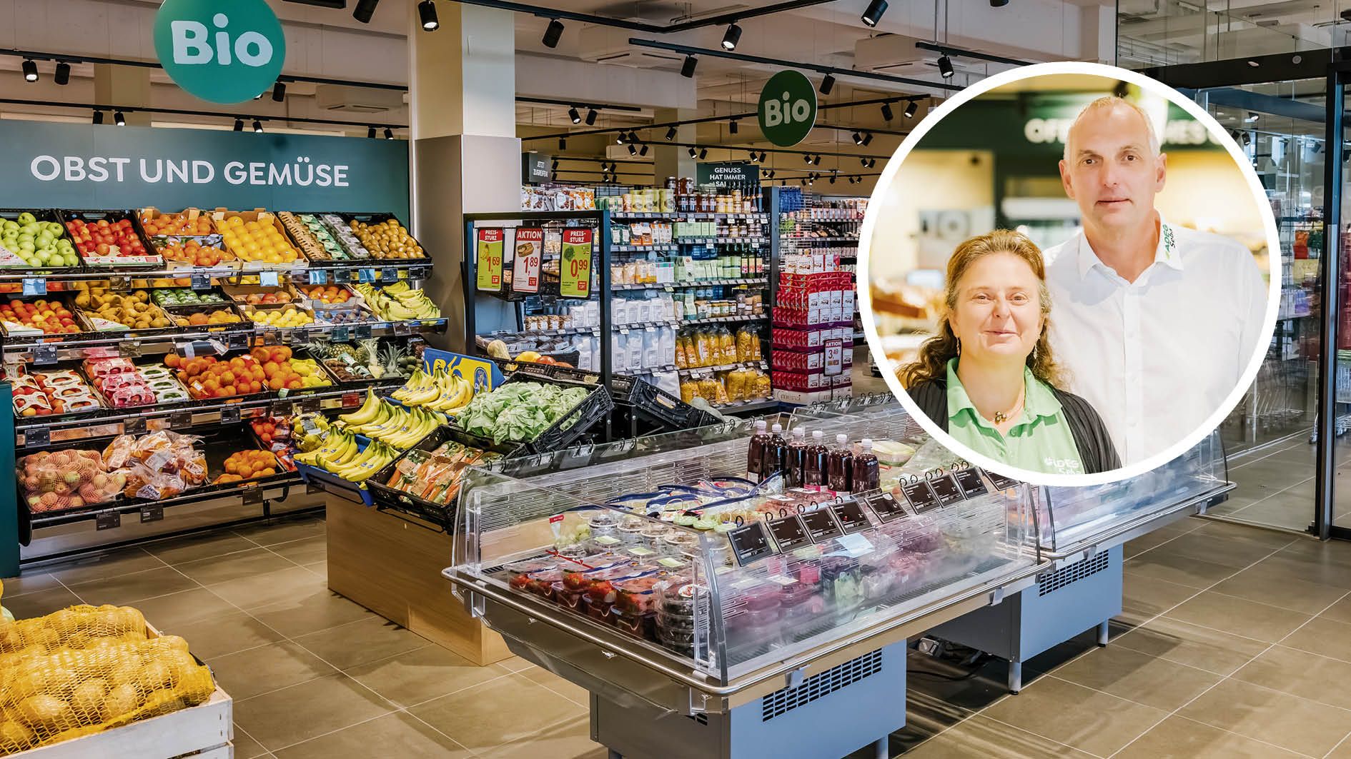 Alexandra und Manfred Seba: Sie betreiben Österreichs größten Hybrid-Supermarkt.