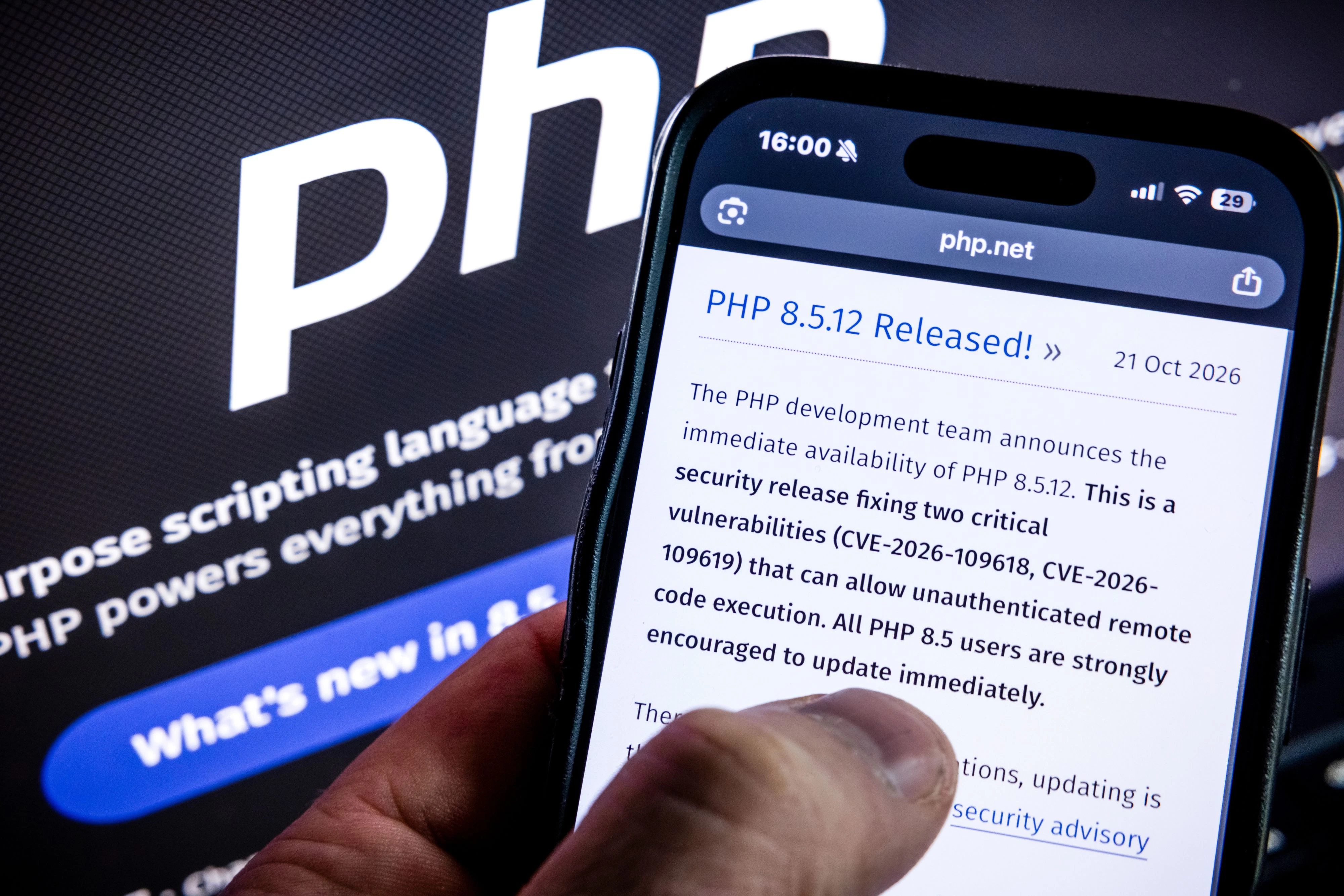 So warnte PHP am Mittwoch seine User vor den aufgeflogenen Sicherheitslücken