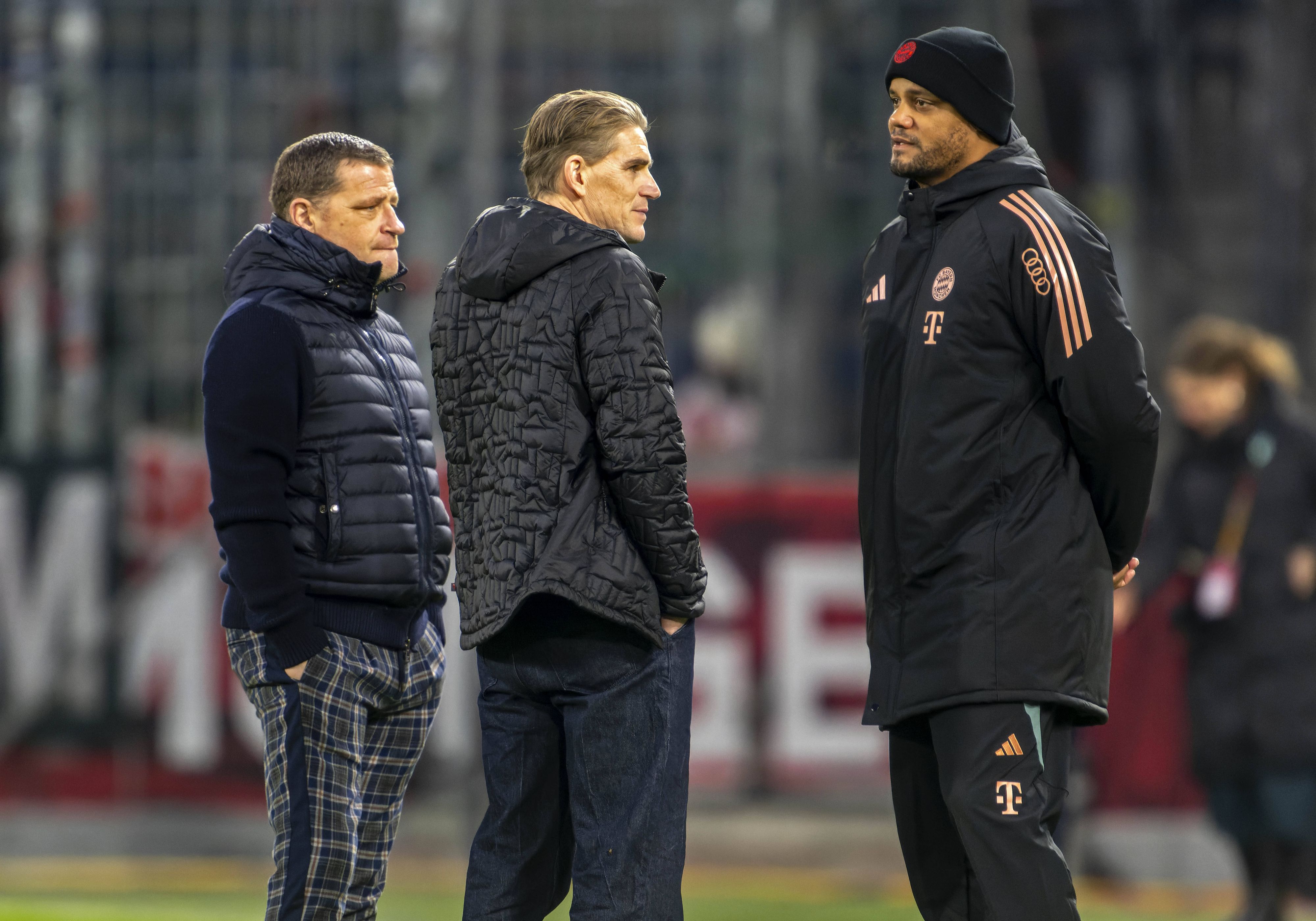 Max Eberl, Christoph Freund und Vincent Kompany.