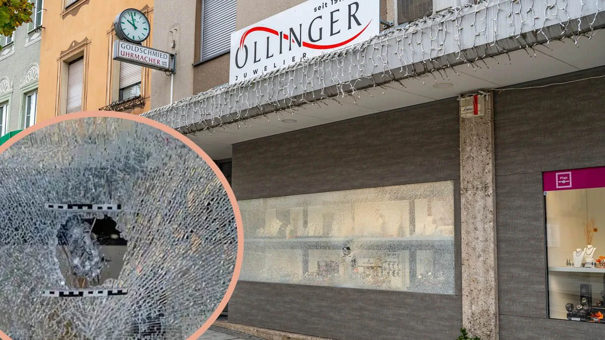 Mit einem Hammer hat der Täter auf die Scheibe eingedroschen.