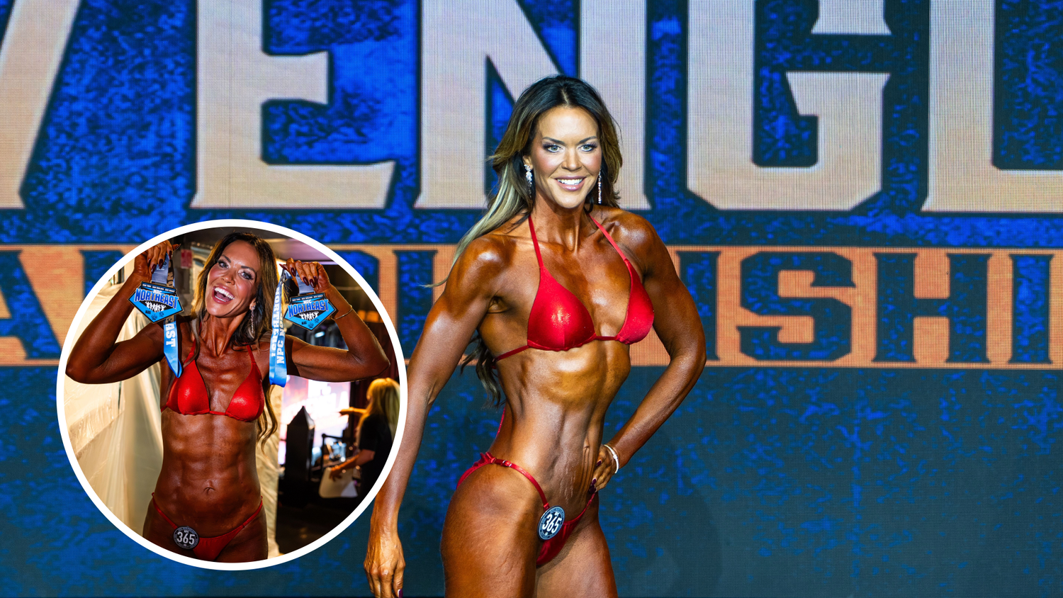 Martina Reuter bei ihrem ersten Bodybuilding-Wettkampf in den USA