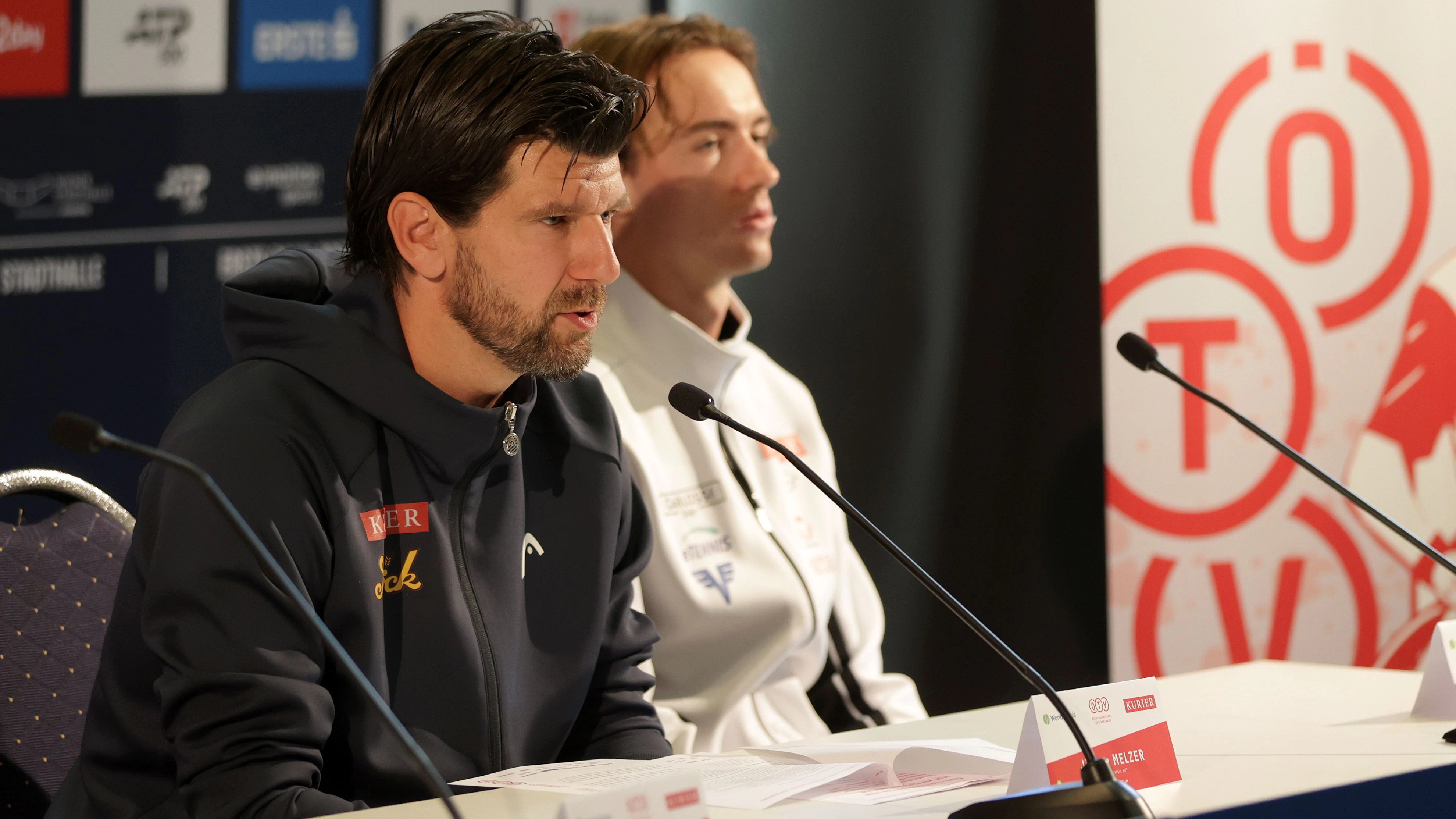 Davis-Cup-Kapitän Jürgen Melzer und Lukas Neumayer