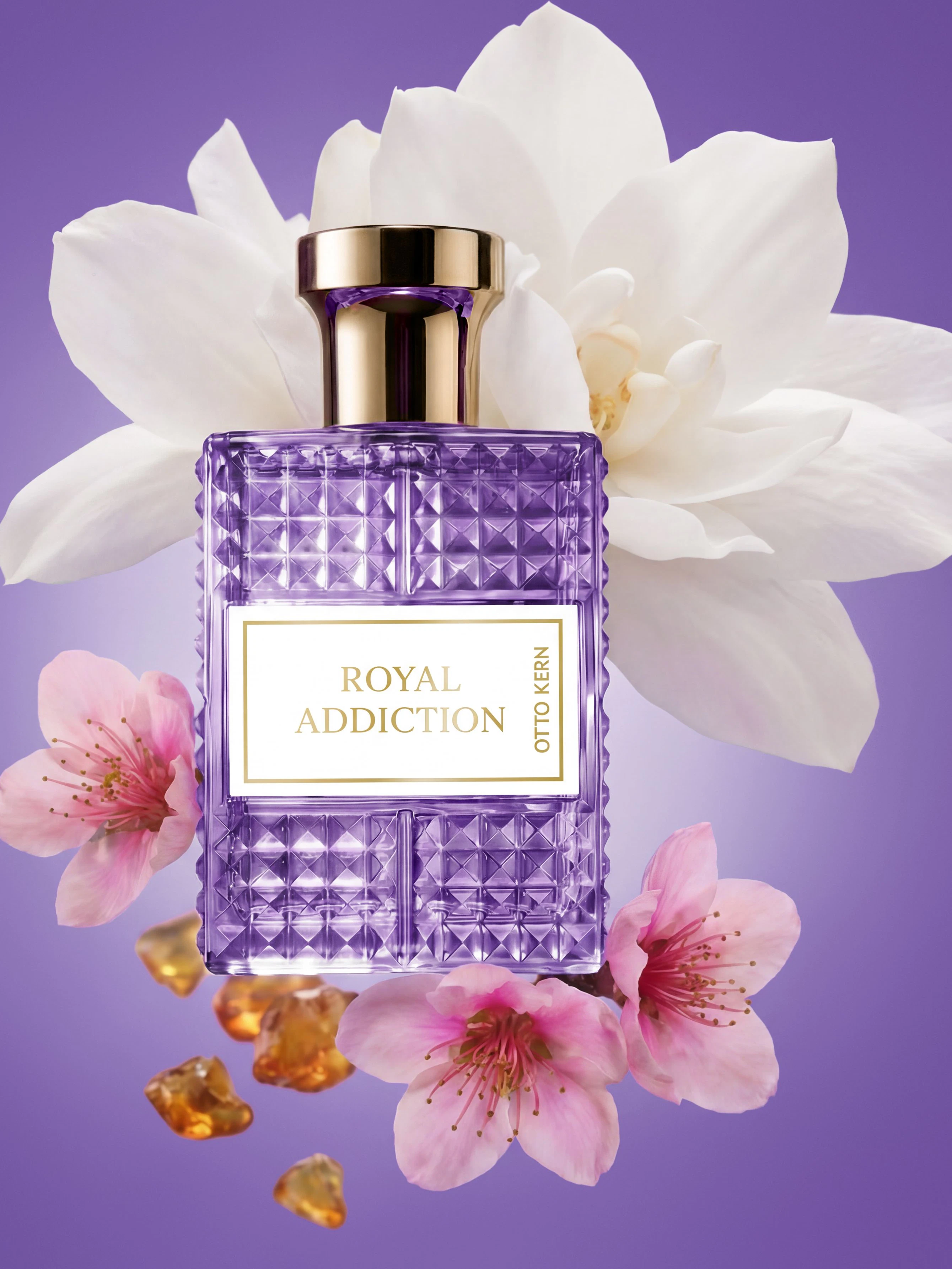 Elegant und feminin: OTTO KERN Royal Addiction Violet begeistert mit einer sinnlichen Komposition aus Jasmin, Orangenblüte und Vanille.