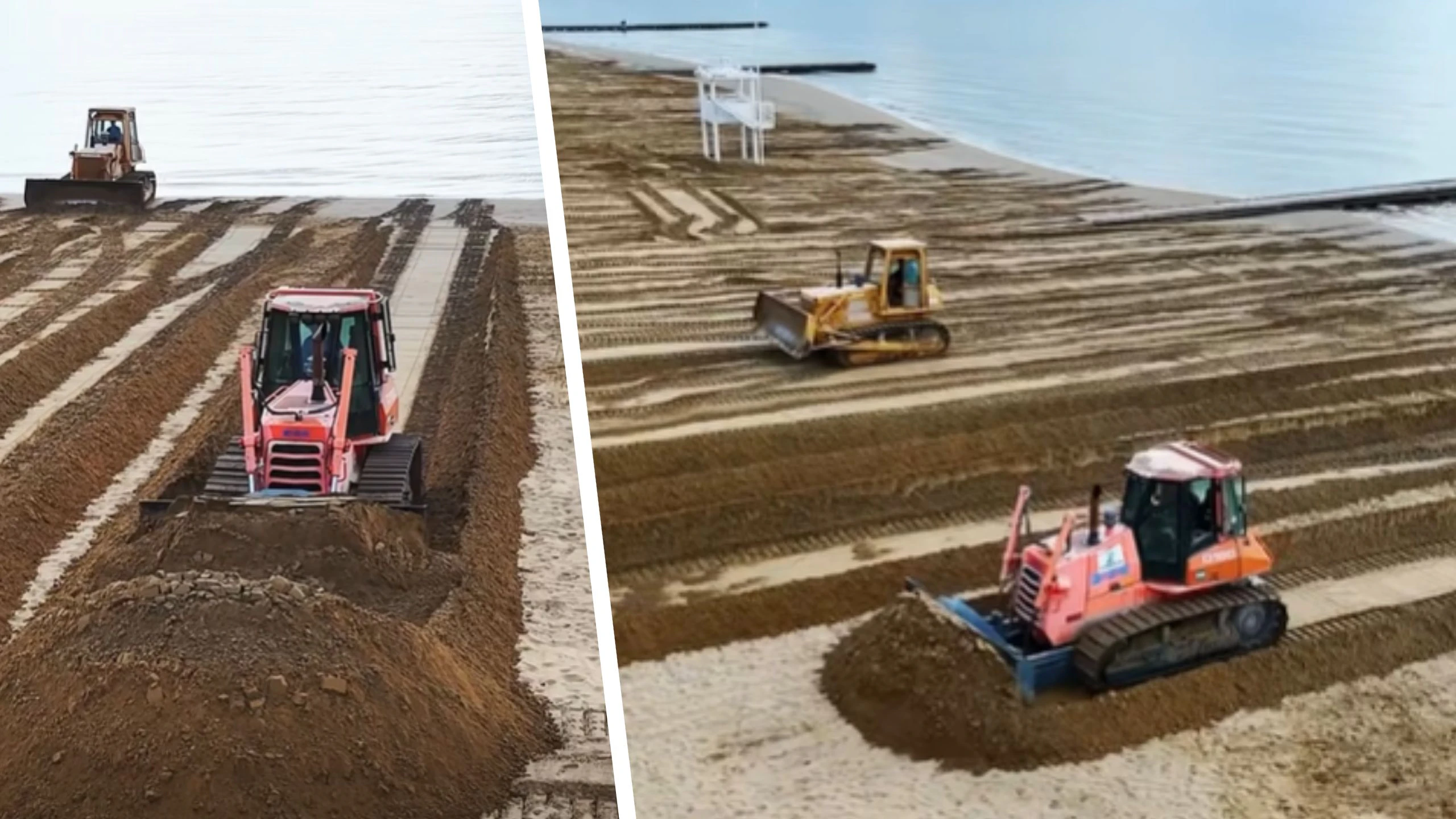 Heute.at - Bulldozer graben Strand von Jesolo komplett um